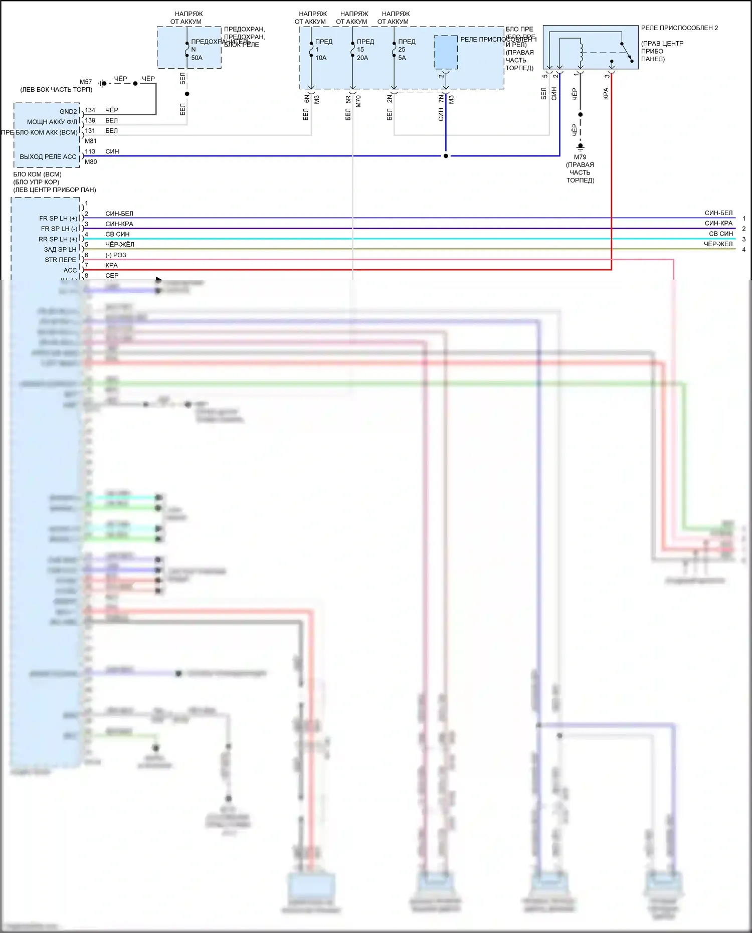 Titan Nissan II (2015-2019): Электросхема магнитолы, без навигации (1 из 2) 