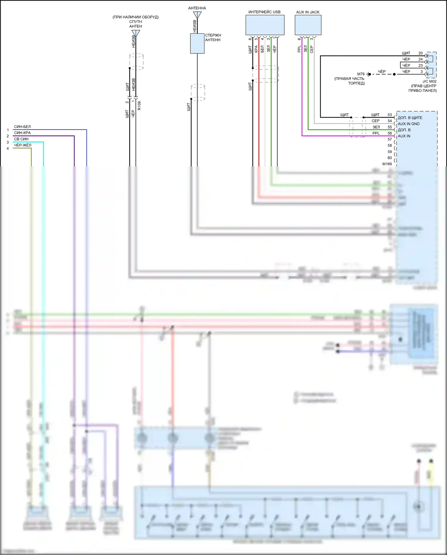 Titan Nissan II (2015-2019): Электросхема магнитолы, без навигации (2 из 2) 