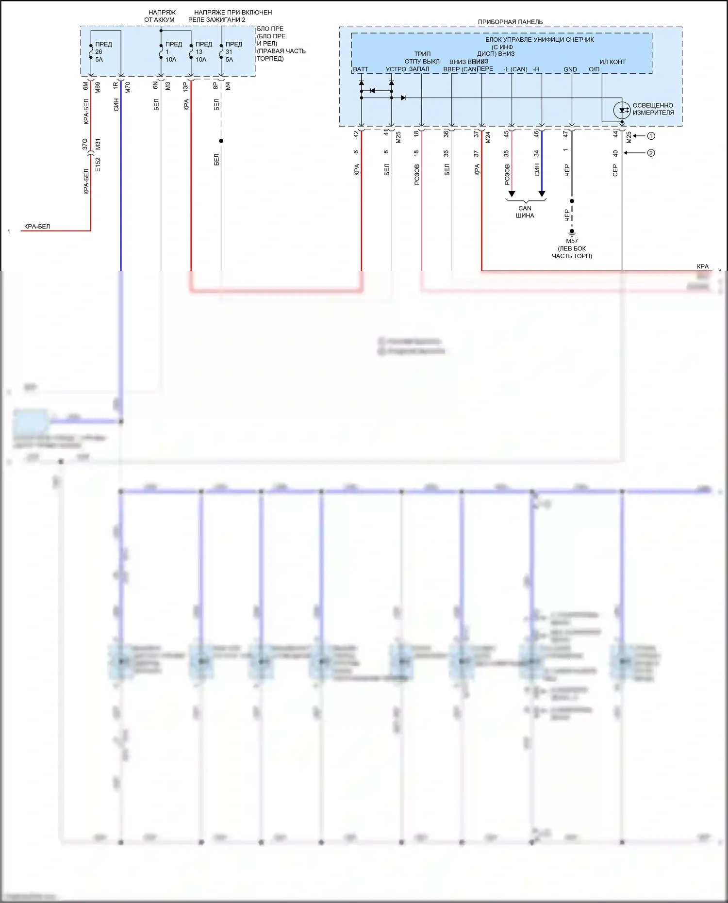 Titan Nissan II (2015-2019): Электросхема подсветки приборной панели (2 из 4) 