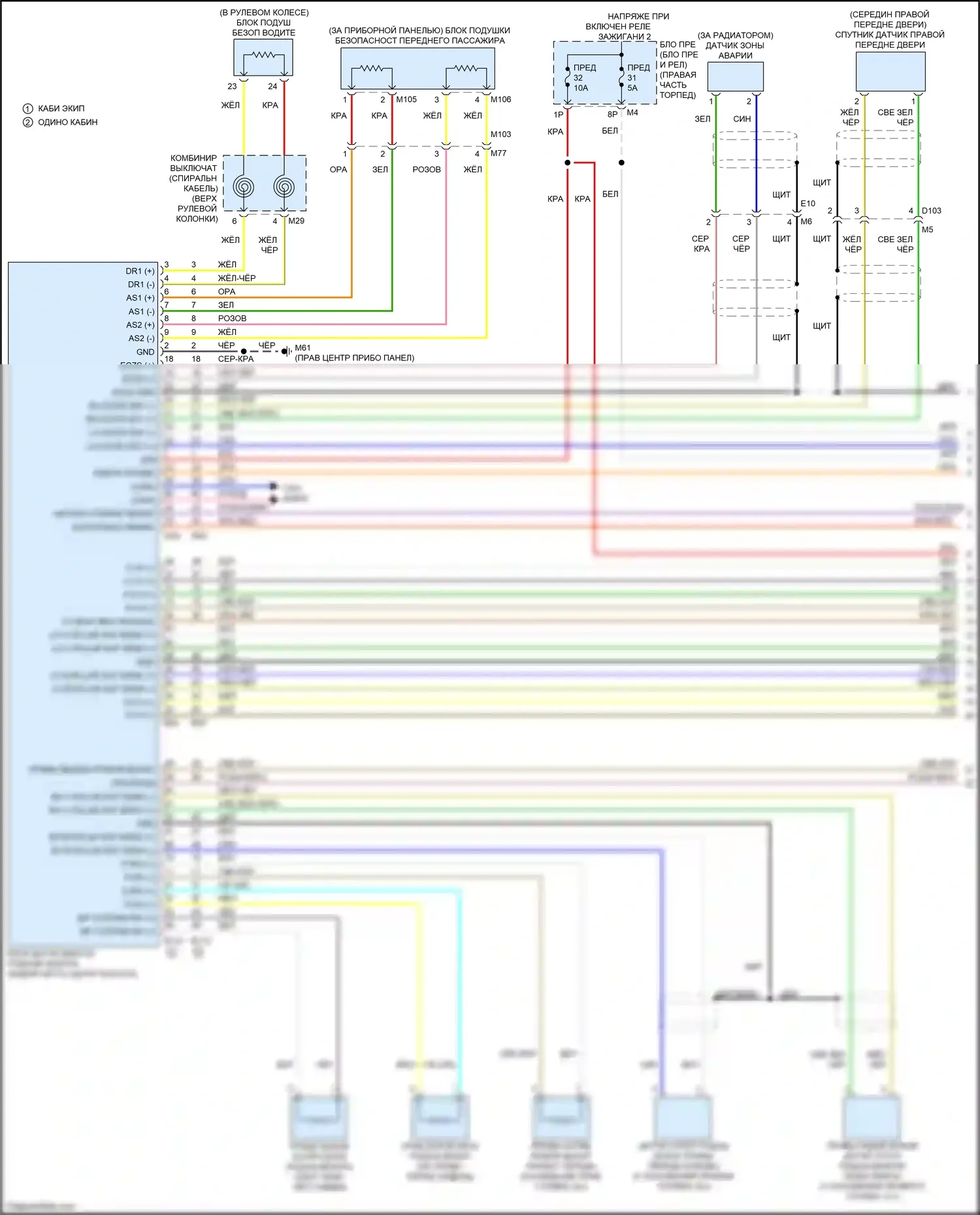 Titan Nissan II (2015-2019): Электросхема подушек безопасности с системой распознаваний сиденья (1 из 3) 