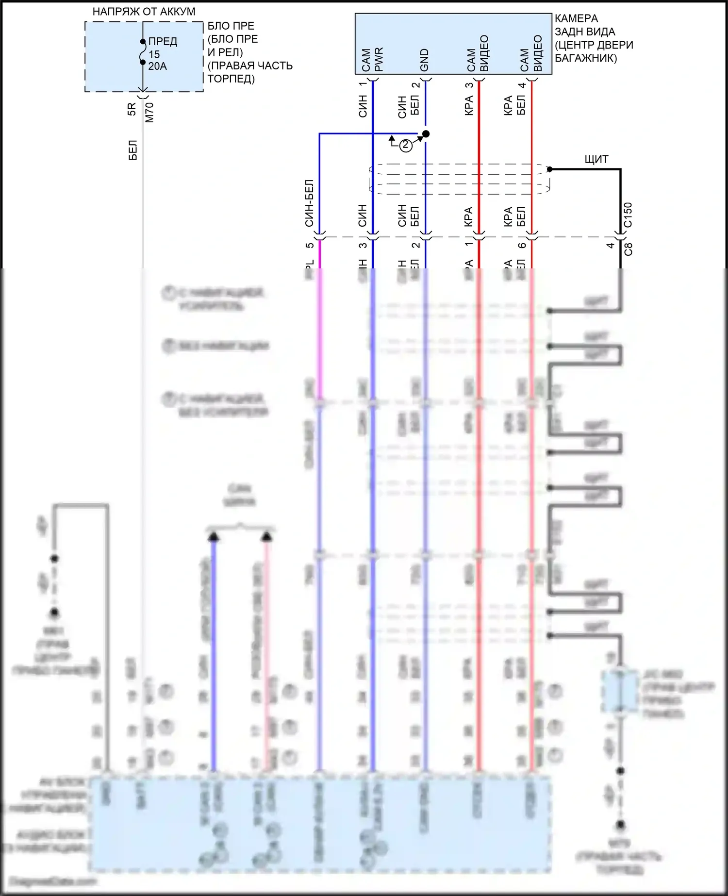Titan Nissan II (2015-2019): Электросхема камеры заднего вида 