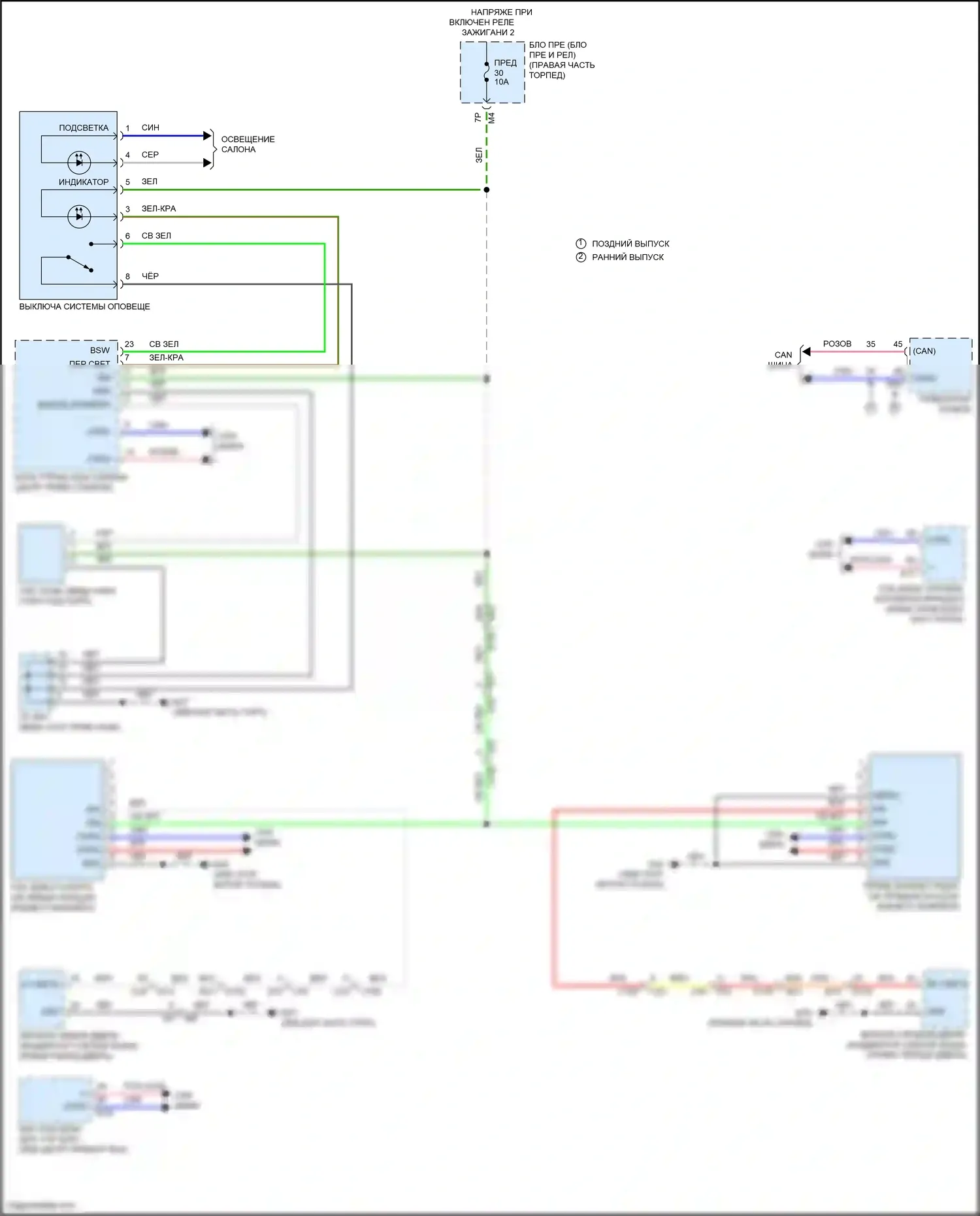 Titan Nissan II (2015-2019): Электросхема мониторинга в слепой зоне 