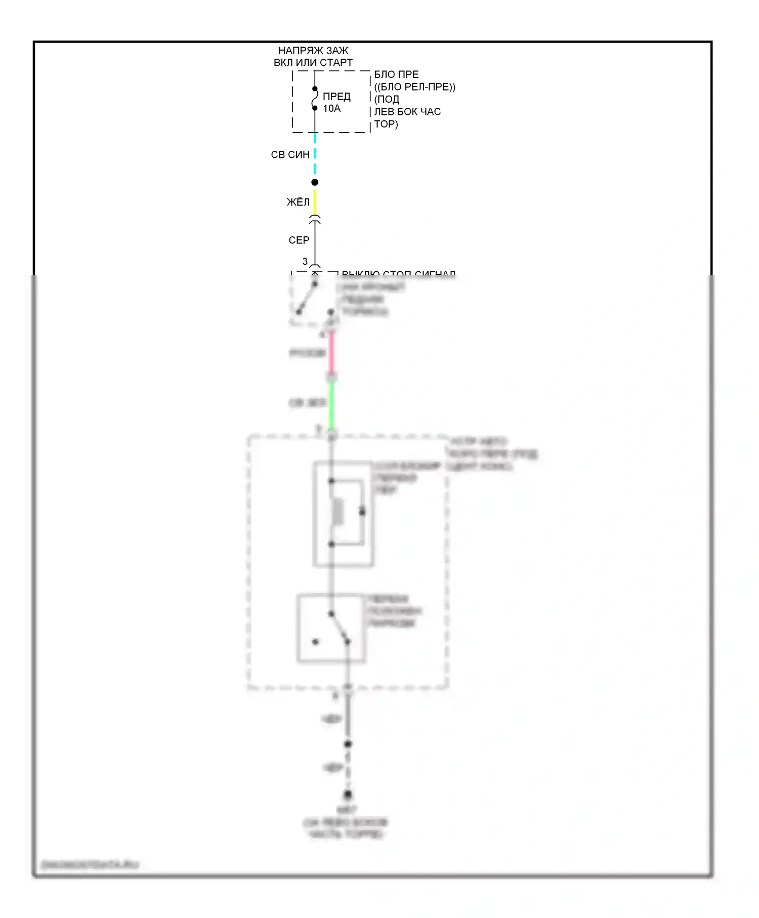 Versa Nissan I (2006-2012): Электросхема блокировки селектора 