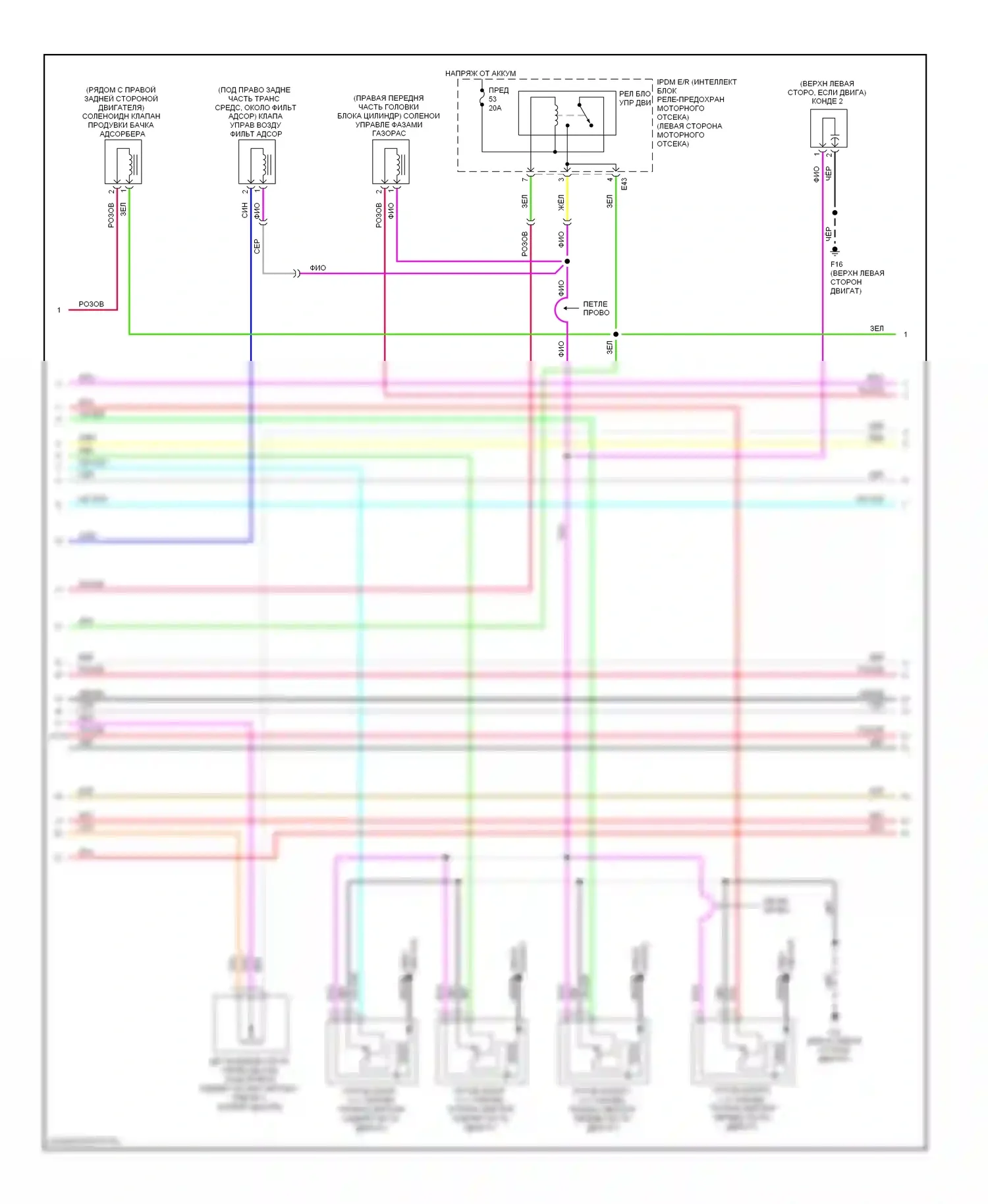 Versa Nissan I (2006-2012): Электросхема двигателя 1.6л (2 из 5) 