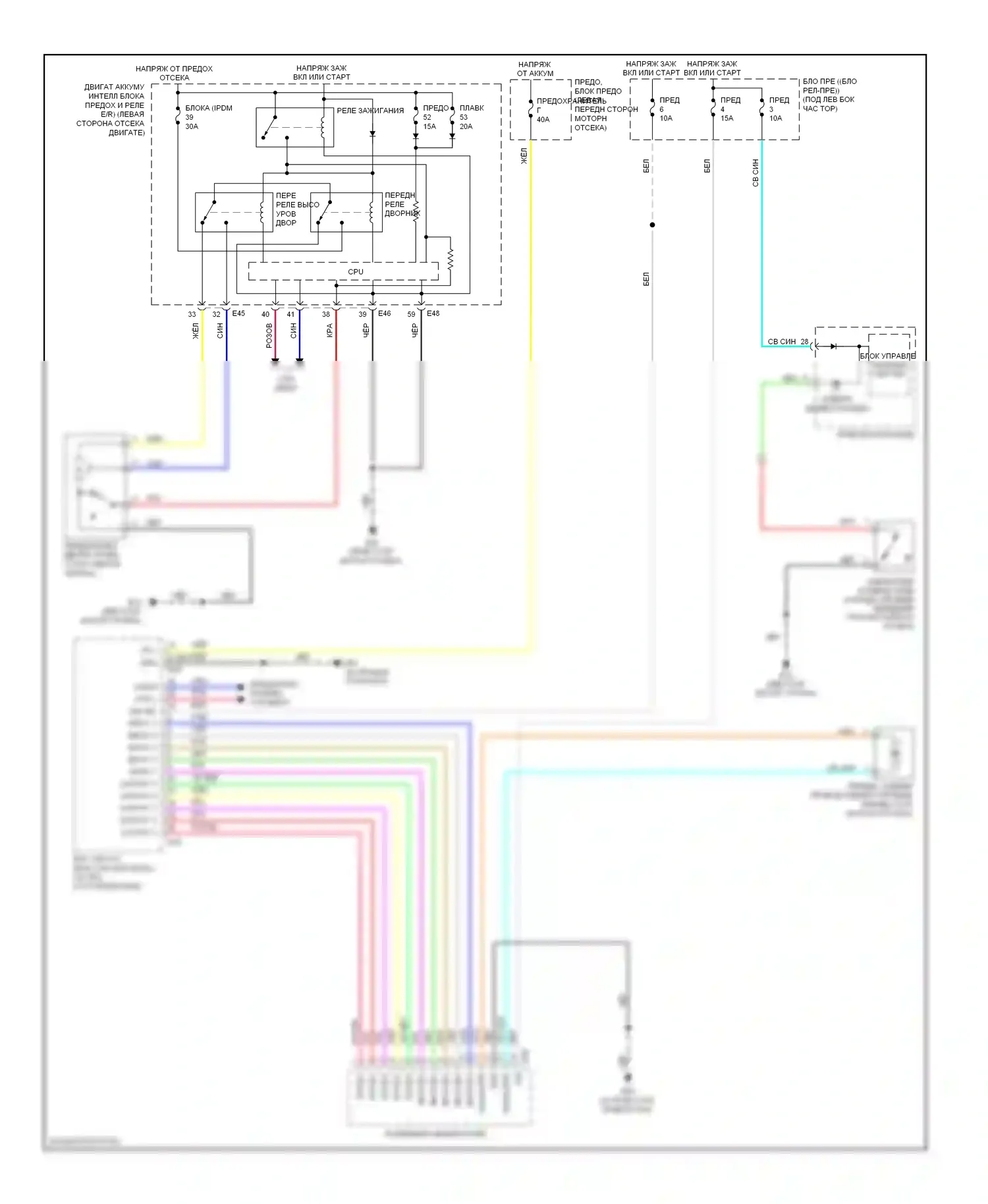 Versa Nissan I (2006-2012): Электросхема передних дворников и омывателей 