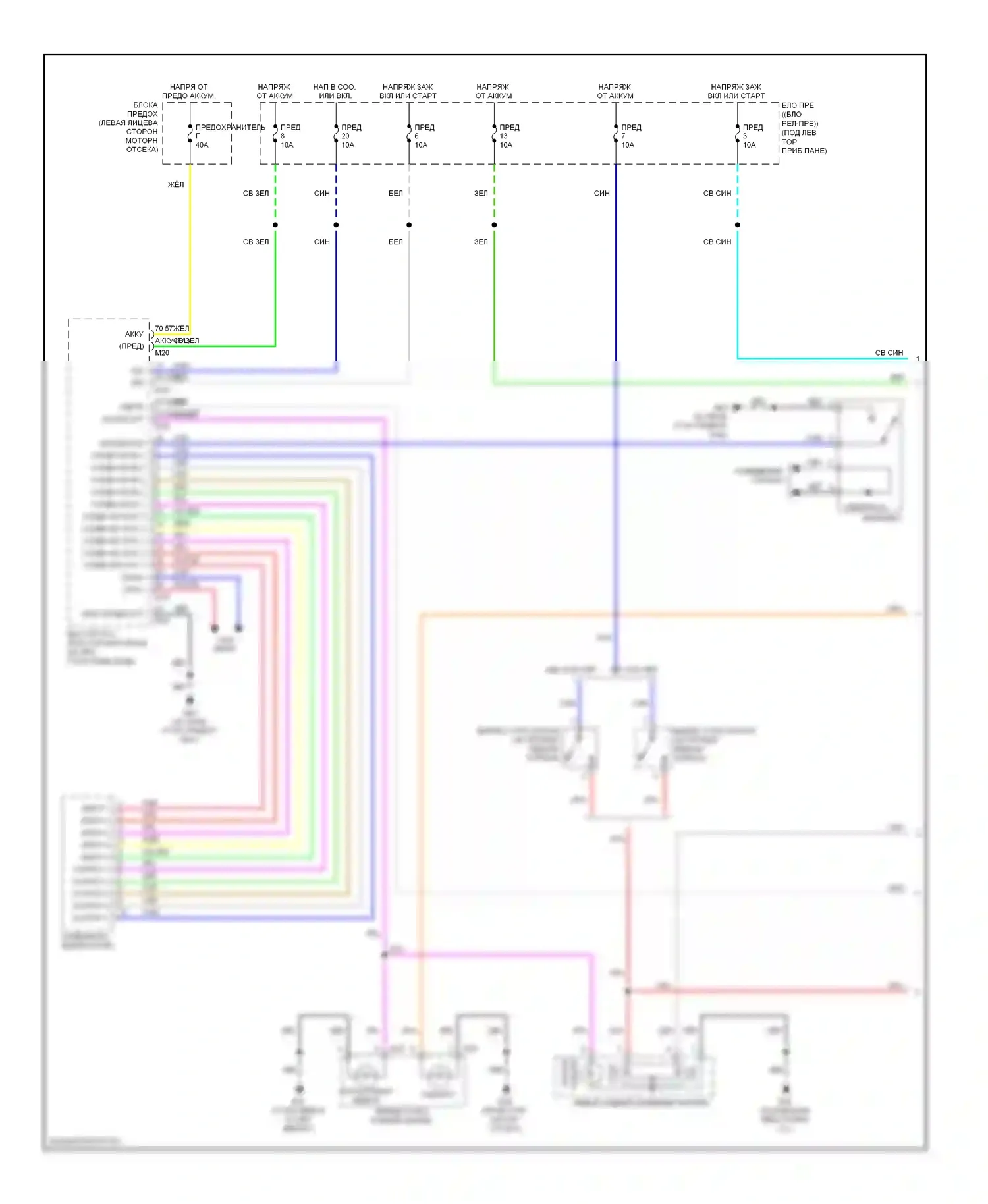 Versa Nissan I (2006-2012): Электросхема внешних светильников, хэтчбек (1 из 2) 