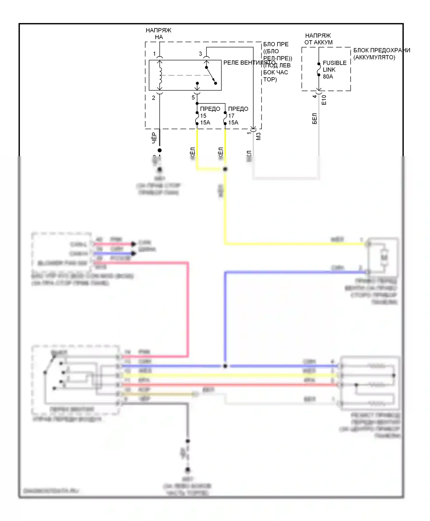 Versa Nissan I (2006-2012): Электросхема нагревателя 