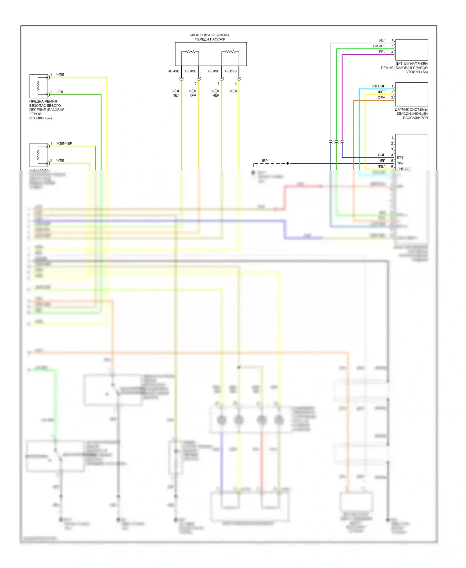 Versa Nissan I (2006-2012): Электросхема подушек безопасности (2 из 2) 