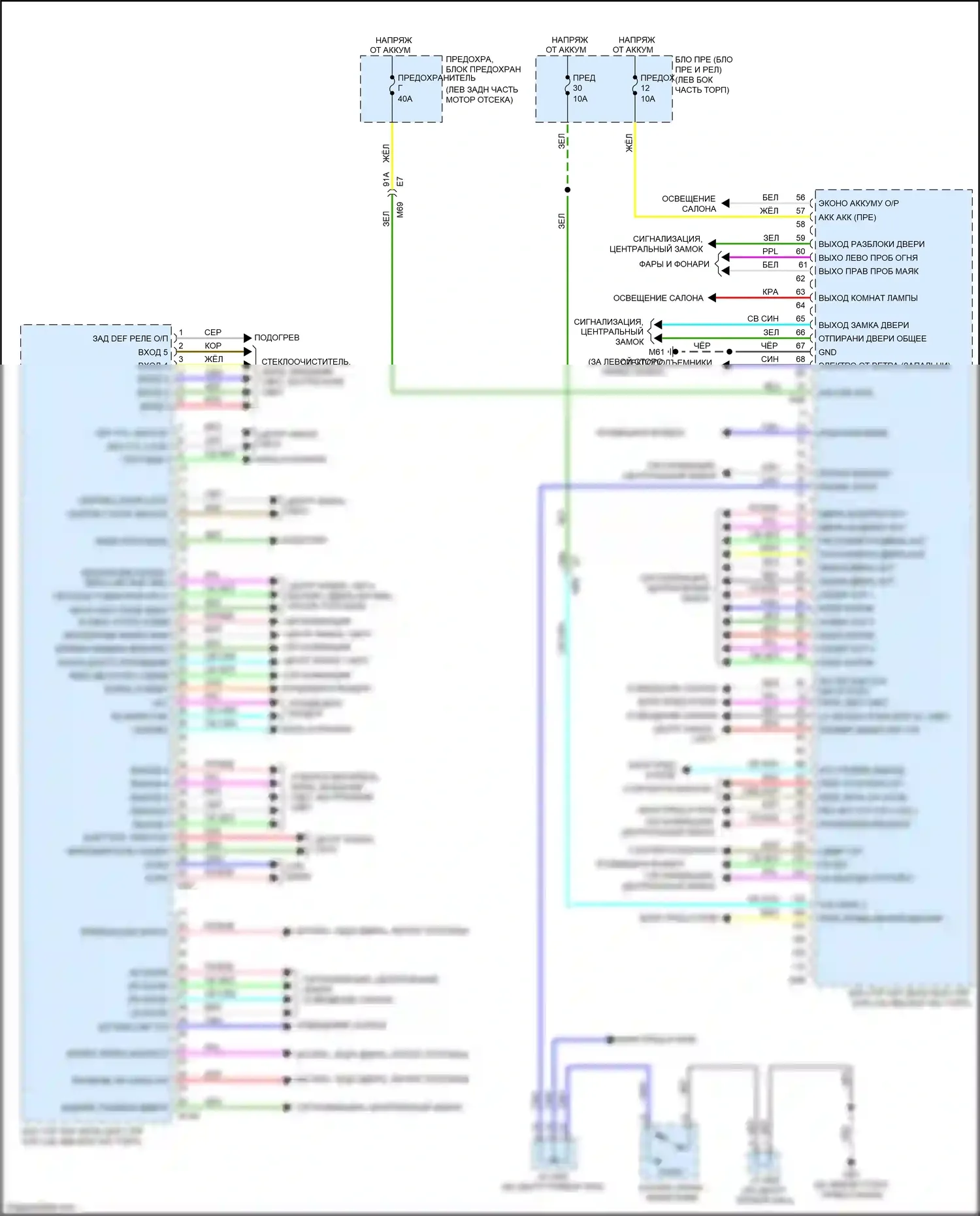 Versa Nissan II рестайлинг (2014-2019): Электросхема блоков управления кузовом, с интеллектуальным ключом 