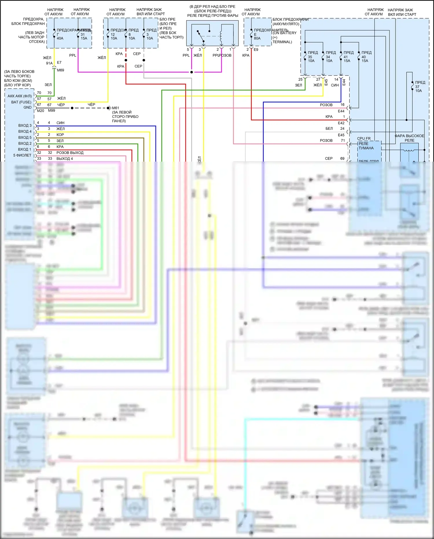 Versa Nissan II рестайлинг (2014-2019): Электросхема фар, с дрелью 