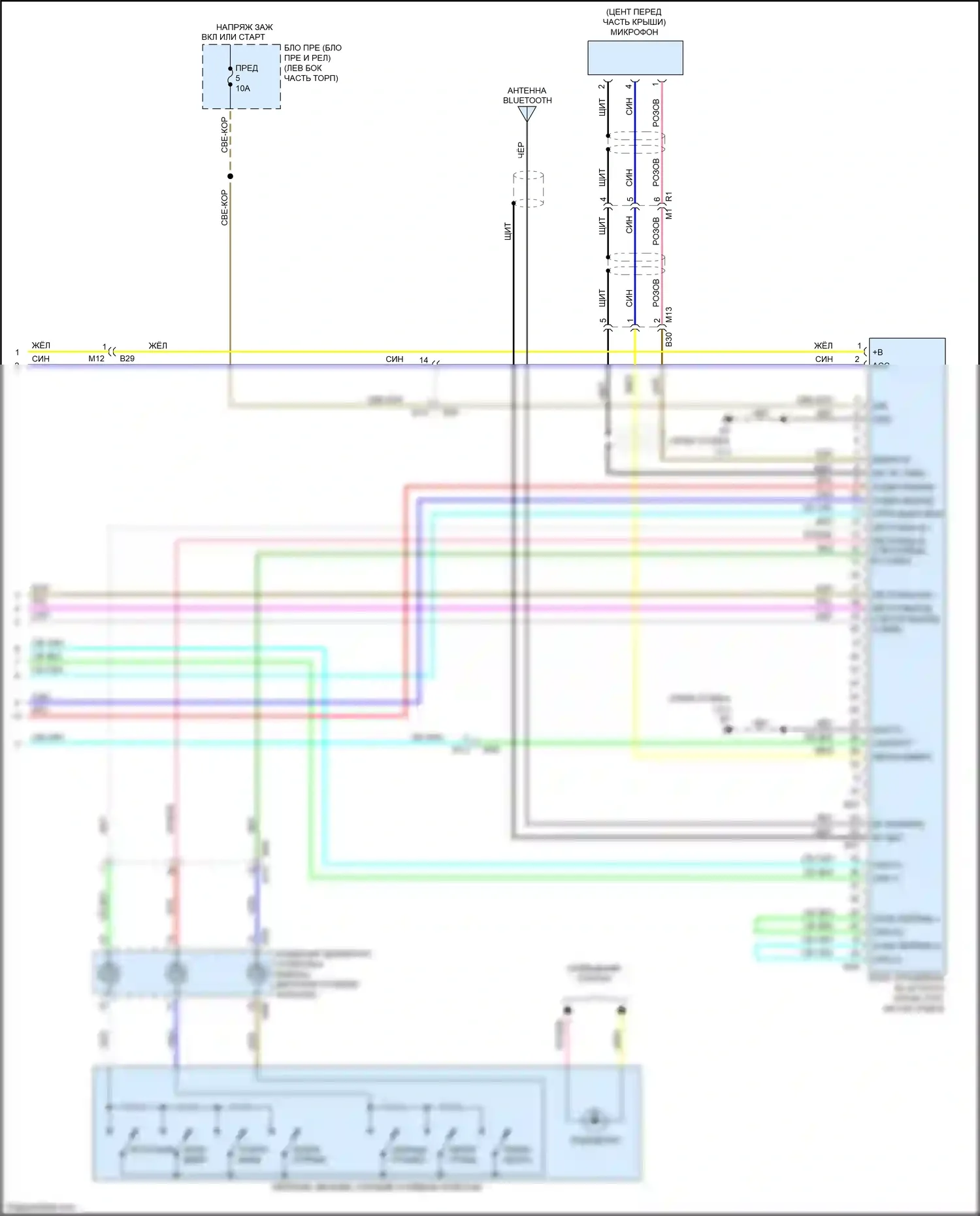 Versa Nissan II рестайлинг (2014-2019): Электросхема базовой магнитолы (2 из 2) 