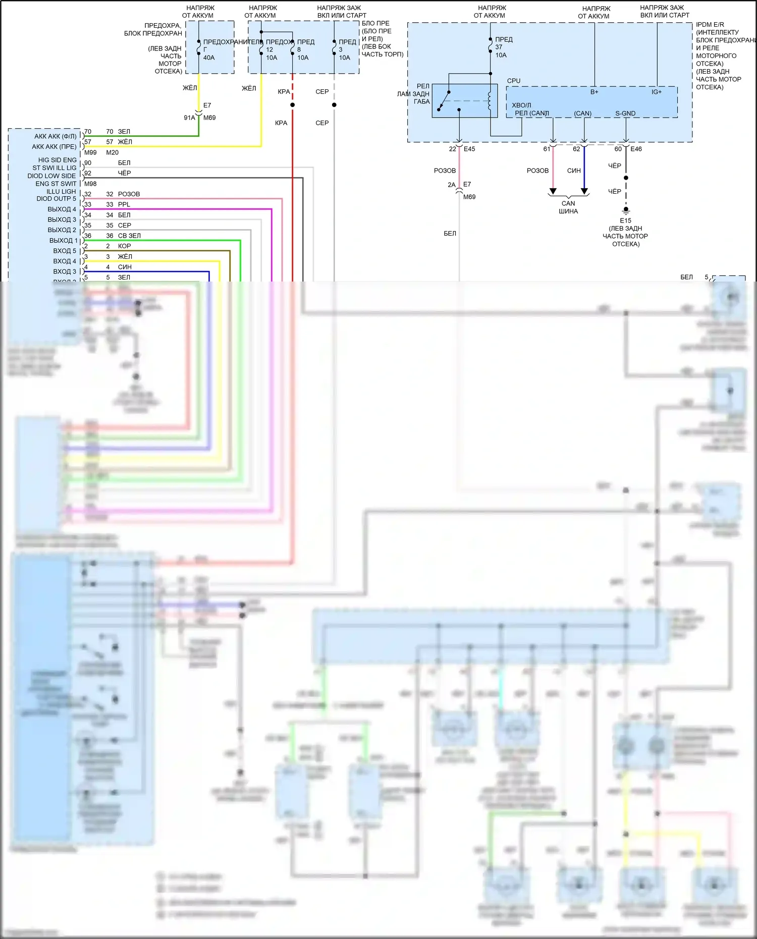 Versa Nissan II рестайлинг (2014-2019): Электросхема подсветки приборной панели 