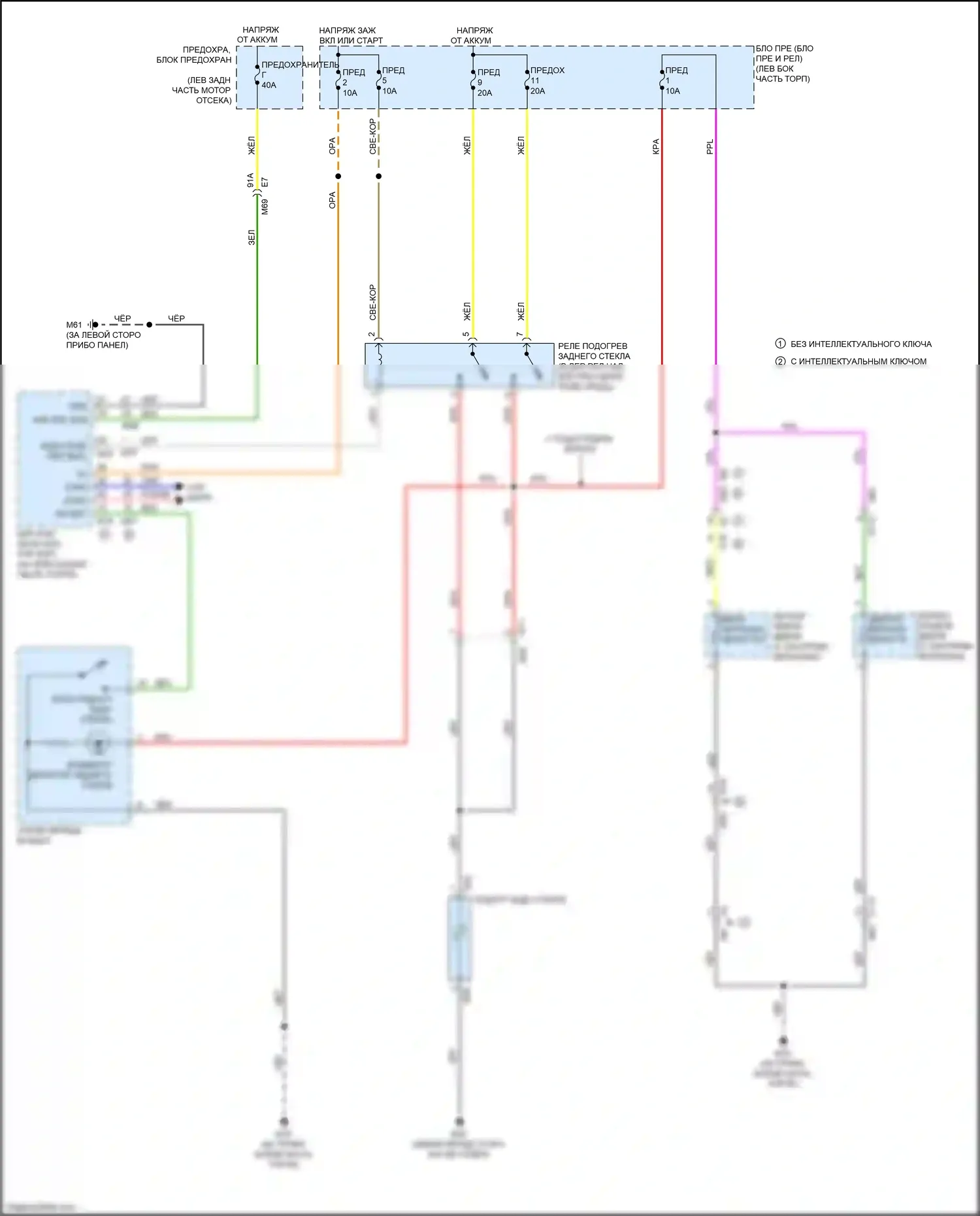Versa Nissan II рестайлинг (2014-2019): Электросхема подогрева стекол 
