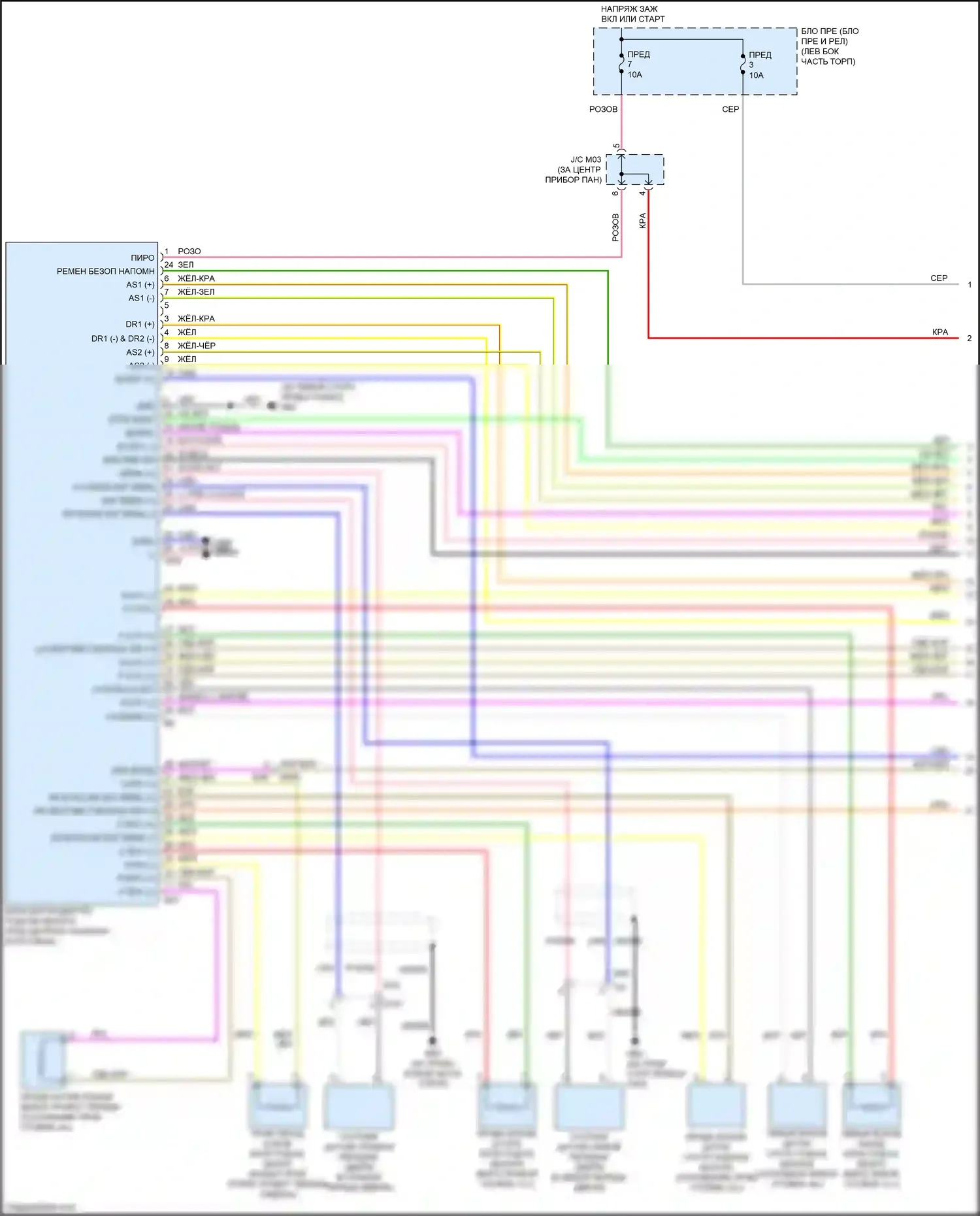 Versa Nissan II рестайлинг (2014-2019): Электросхема подушек безопасности (1 из 3) 