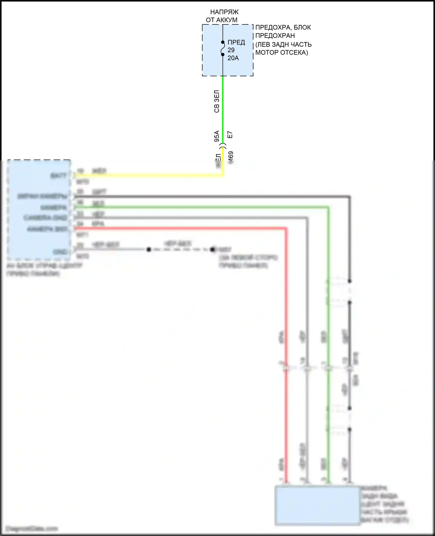 Versa Nissan II рестайлинг (2014-2019): Электросхема камеры заднего вида 