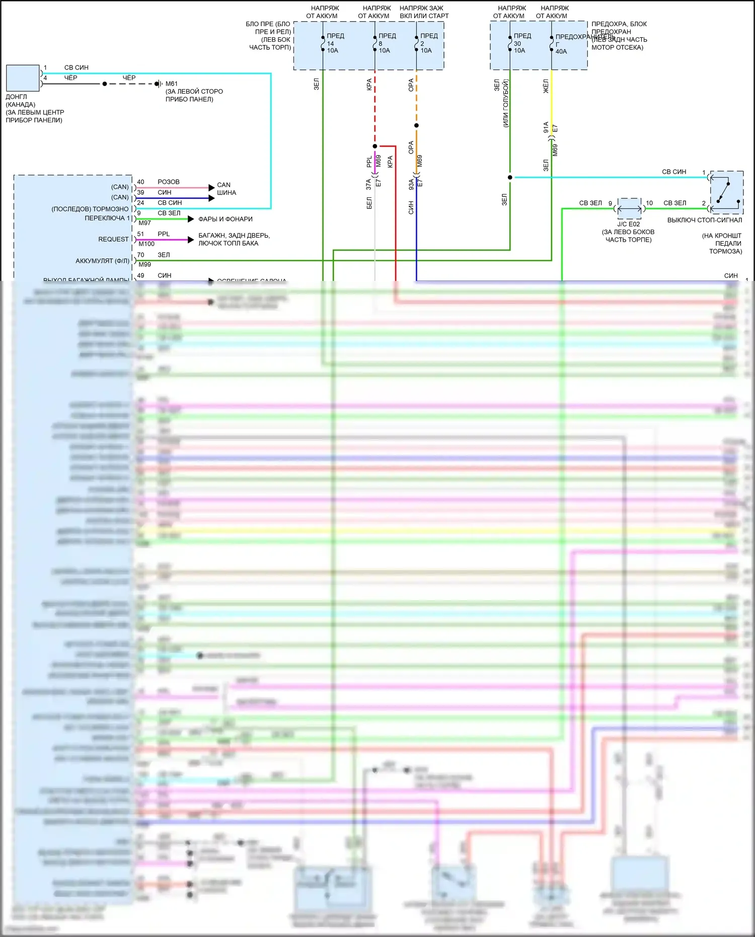 Versa Nissan II рестайлинг (2014-2019): Электросхема центрального замка с интеллектуальным ключом (1 из 4) 