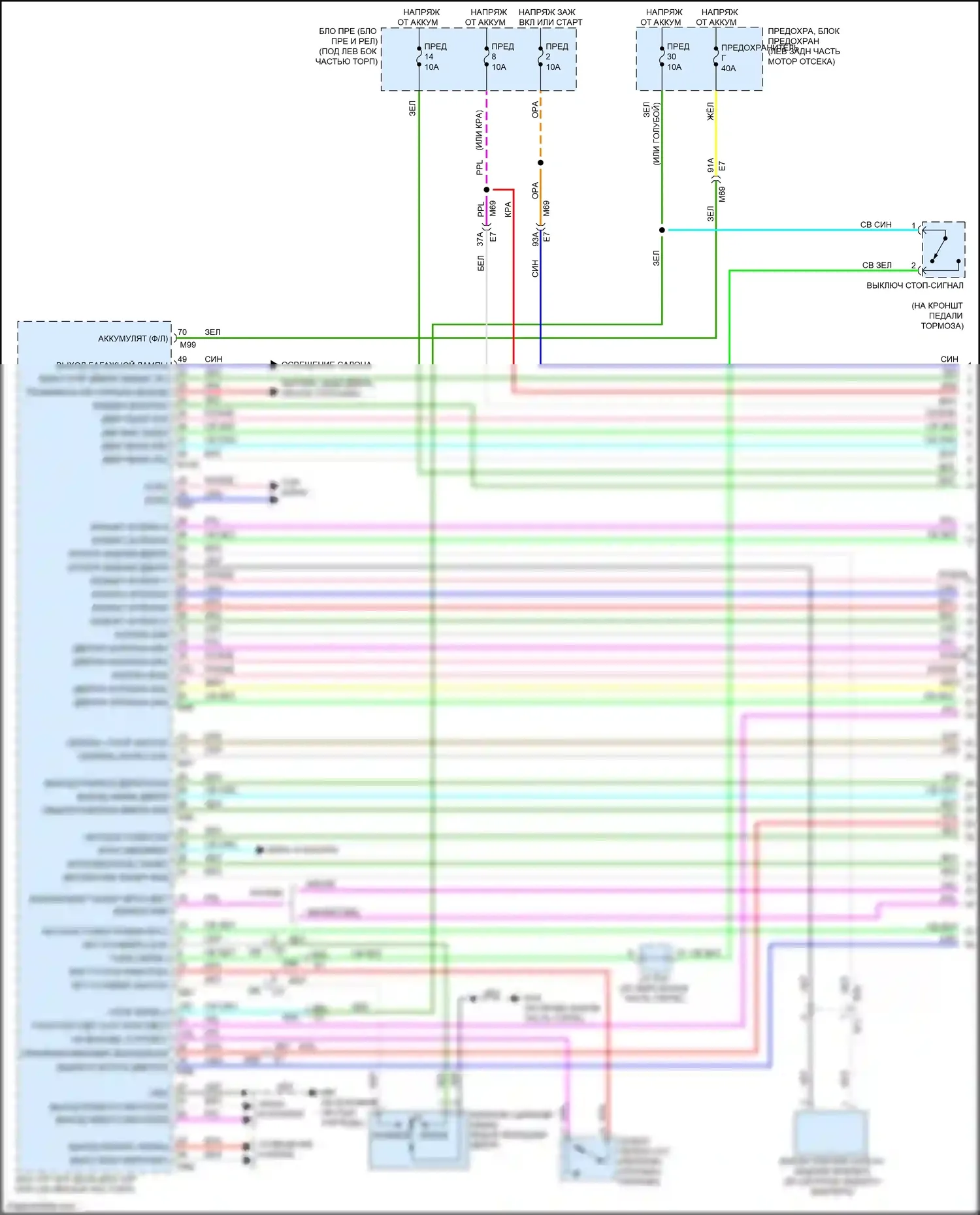 Versa Nissan II (2012-2014): Электросхема с принудительным входом, с интеллектуальным ключевым блоком (1 из 4) 