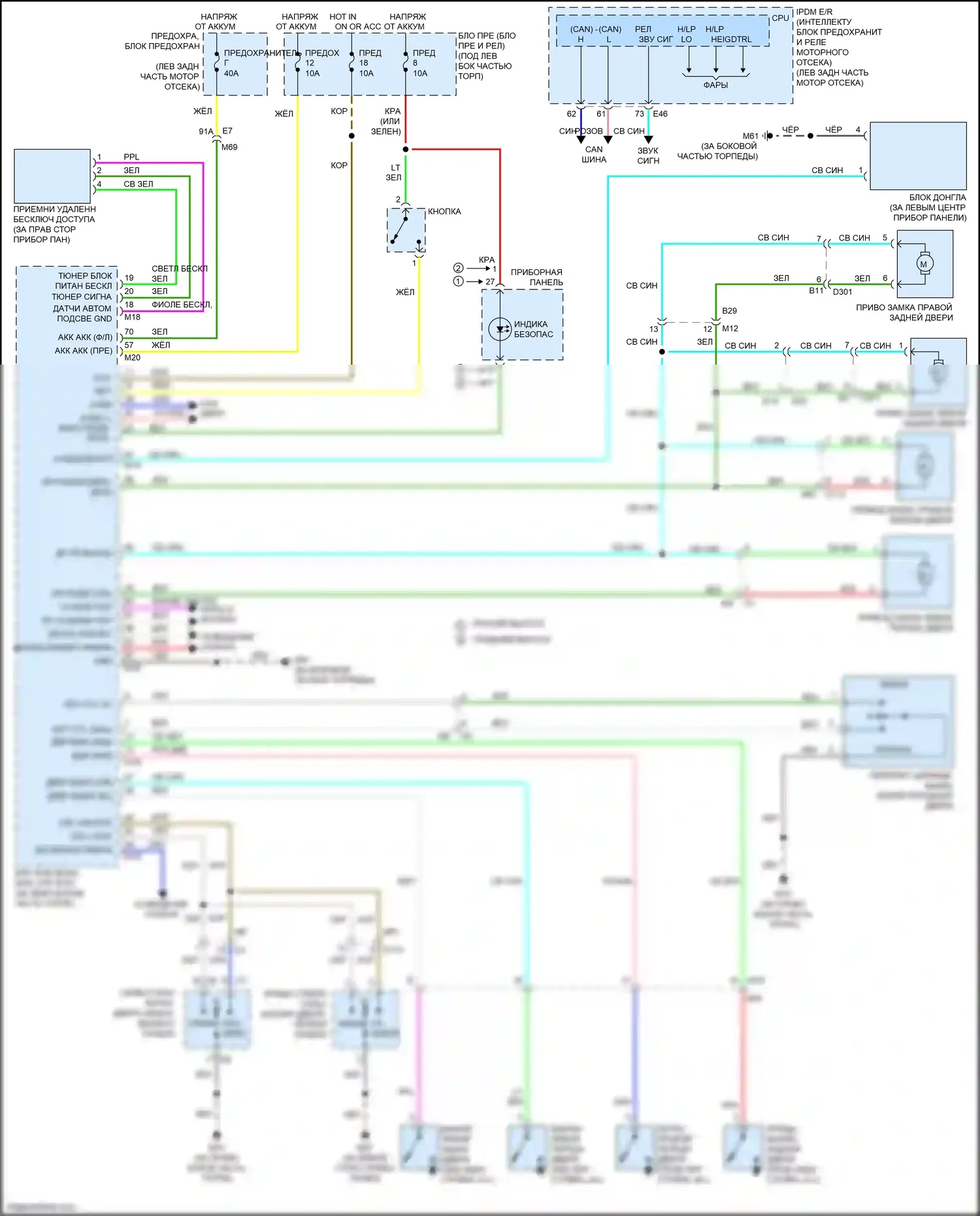 Versa Nissan II (2012-2014): Электросхема с принудительным вводом, без интеллектуального ключевого блока 
