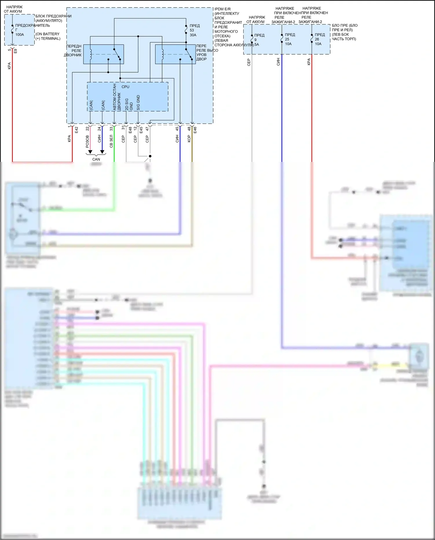Versa Nissan III (2019-2022): Дворники и омыватели электросхема 