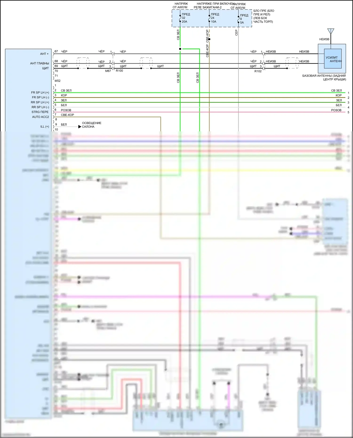 Versa Nissan III (2019-2022): Электросхема базовой магнитолы (1 из 2) 