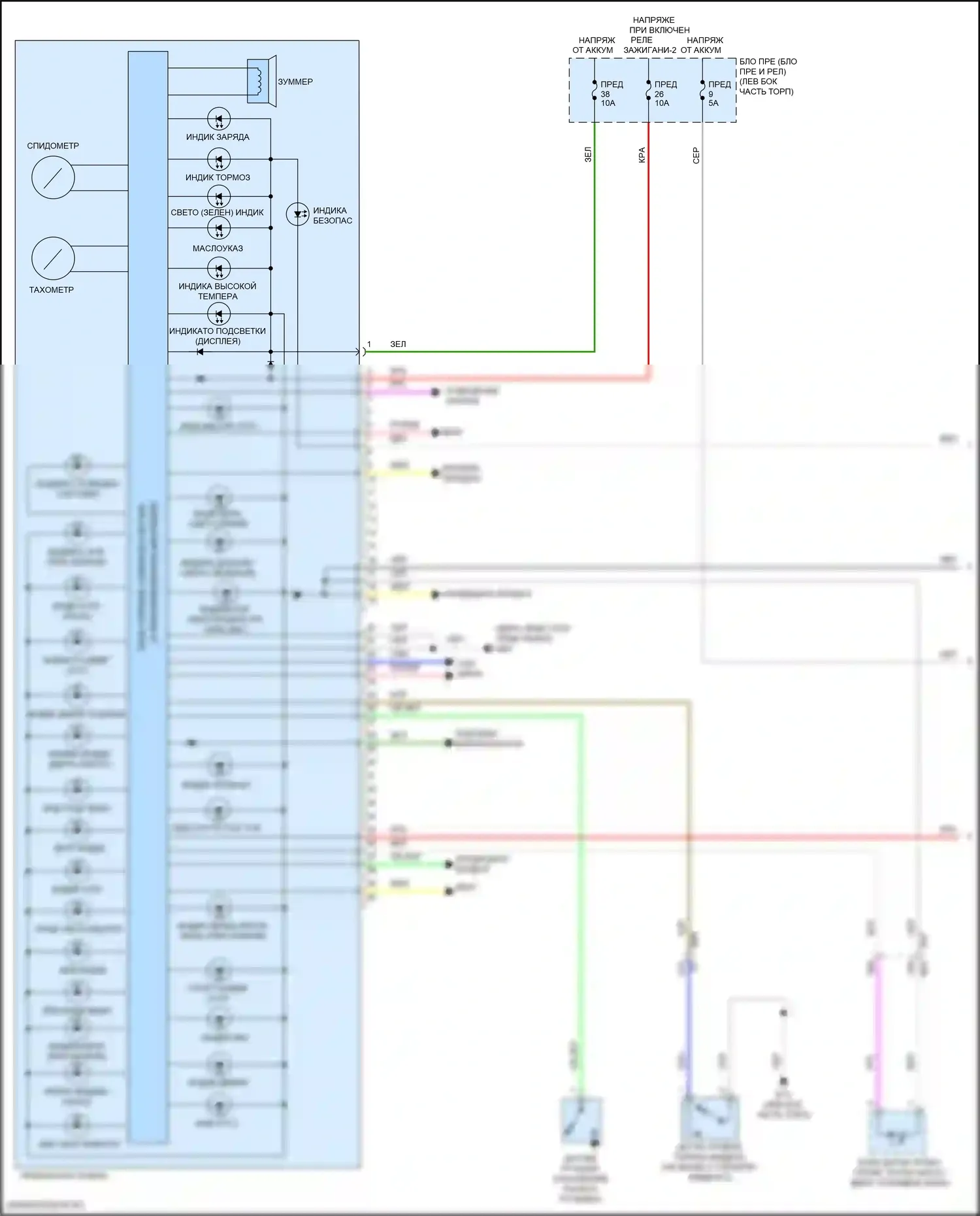Versa Nissan III (2019-2022): Электросхема приборной панели, поздний выпуск (1 из 2) 