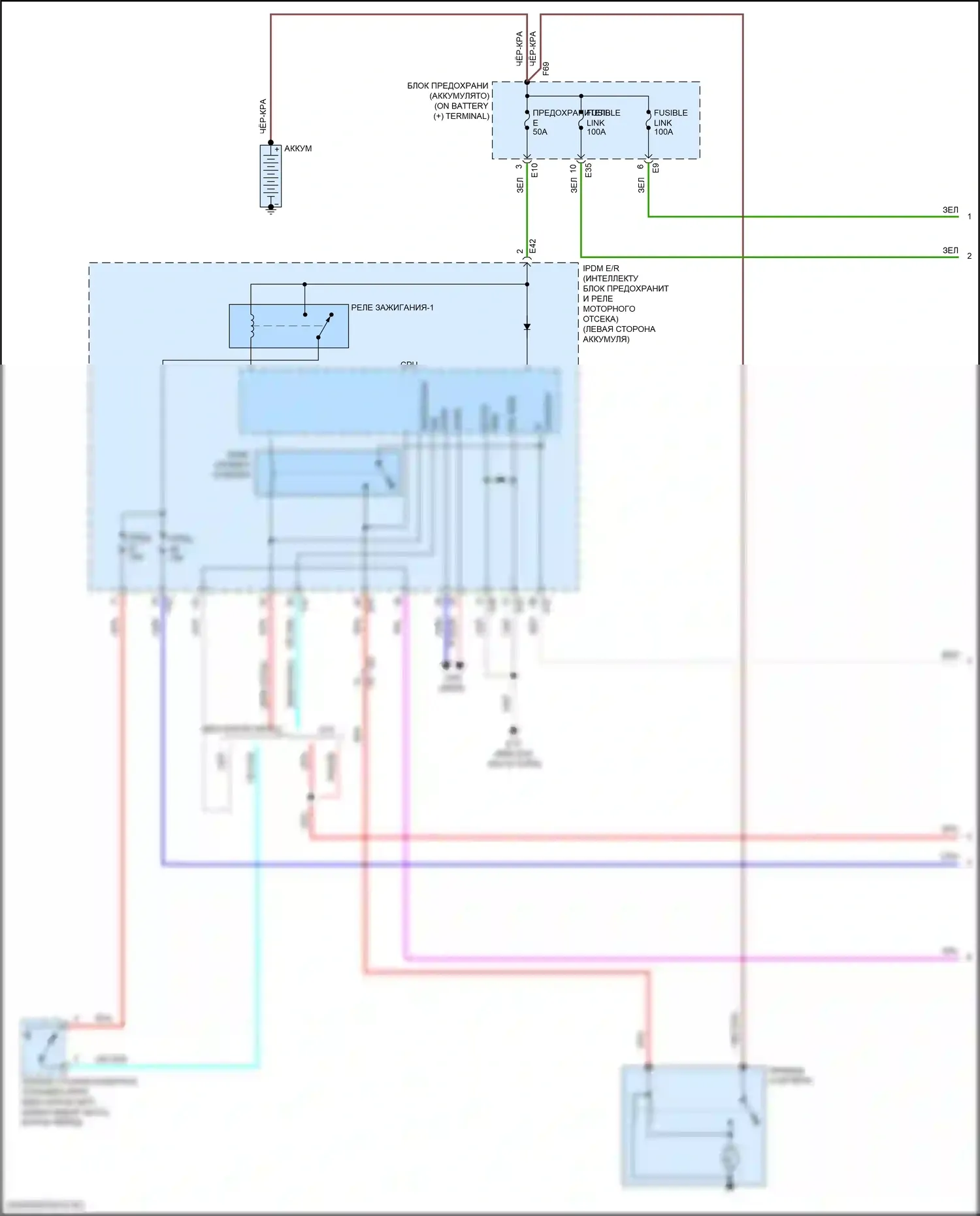 Versa Nissan III (2019-2022): Электросхема стартера, без интеллектуального ключа (1 из 2) 