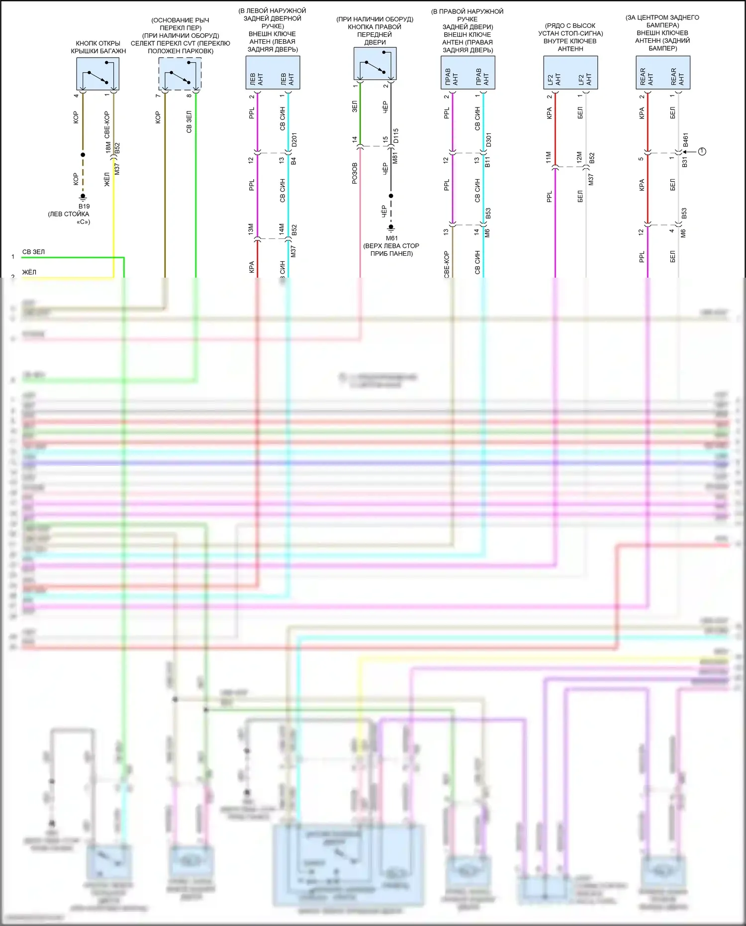 Versa Nissan III (2019-2022): Электросхема центрального замка (2 из 4) 