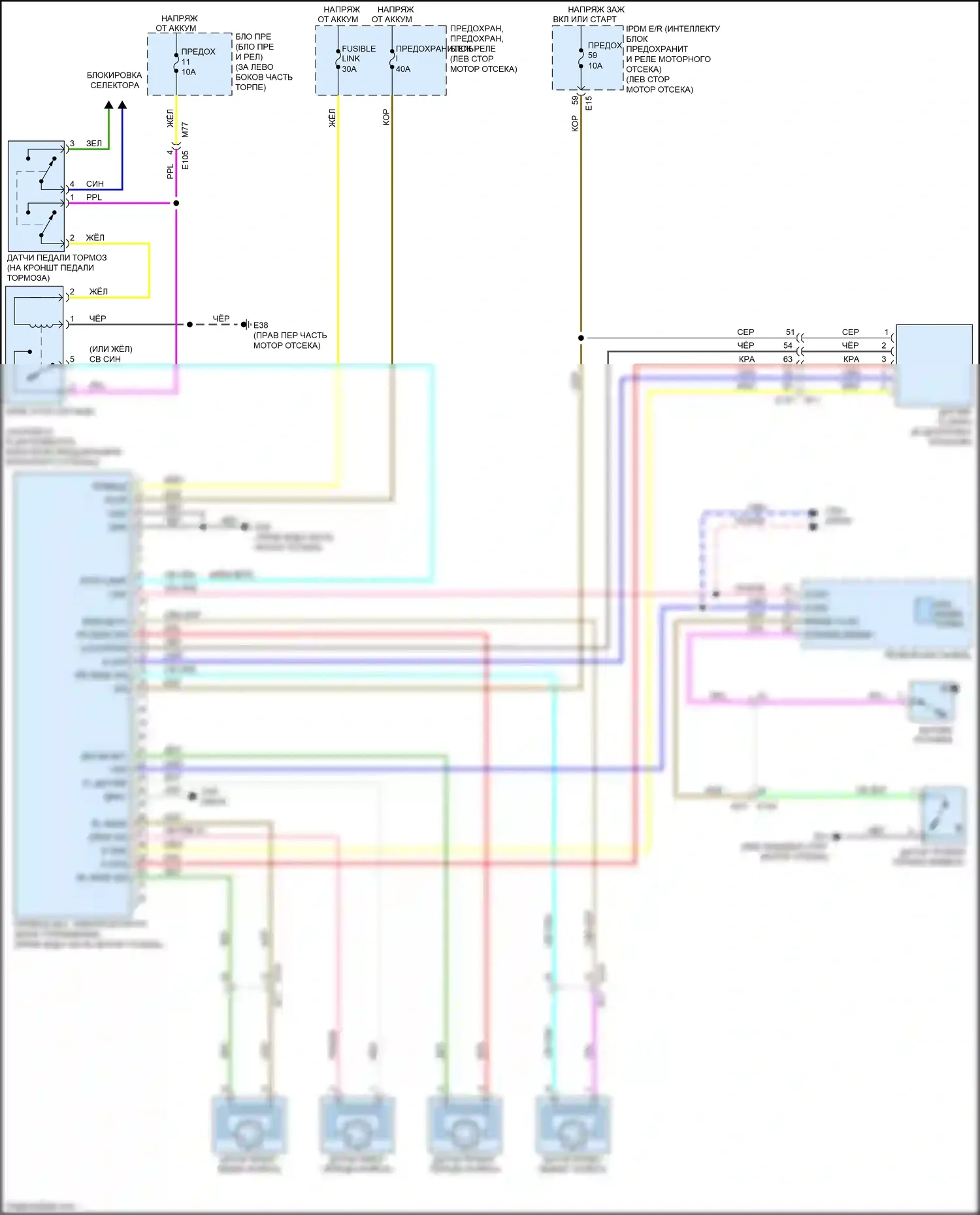 X-Trail Nissan II рестайлинг (2010-2015): Антиблокировочная электросхема тормозов, без напряжения постоянного тока 