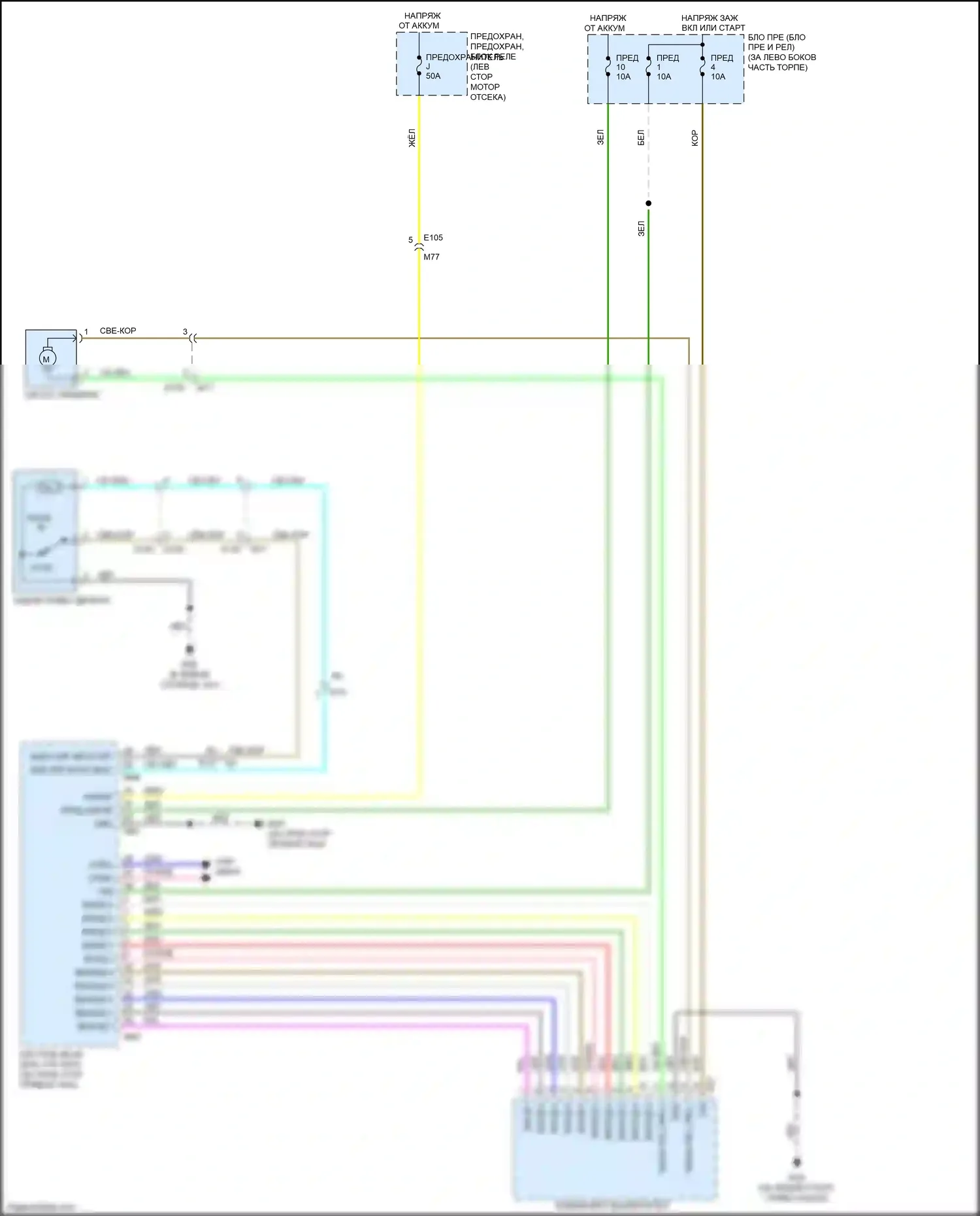 X-Trail Nissan II рестайлинг (2010-2015): Электросхема задних дворников и омывателей 
