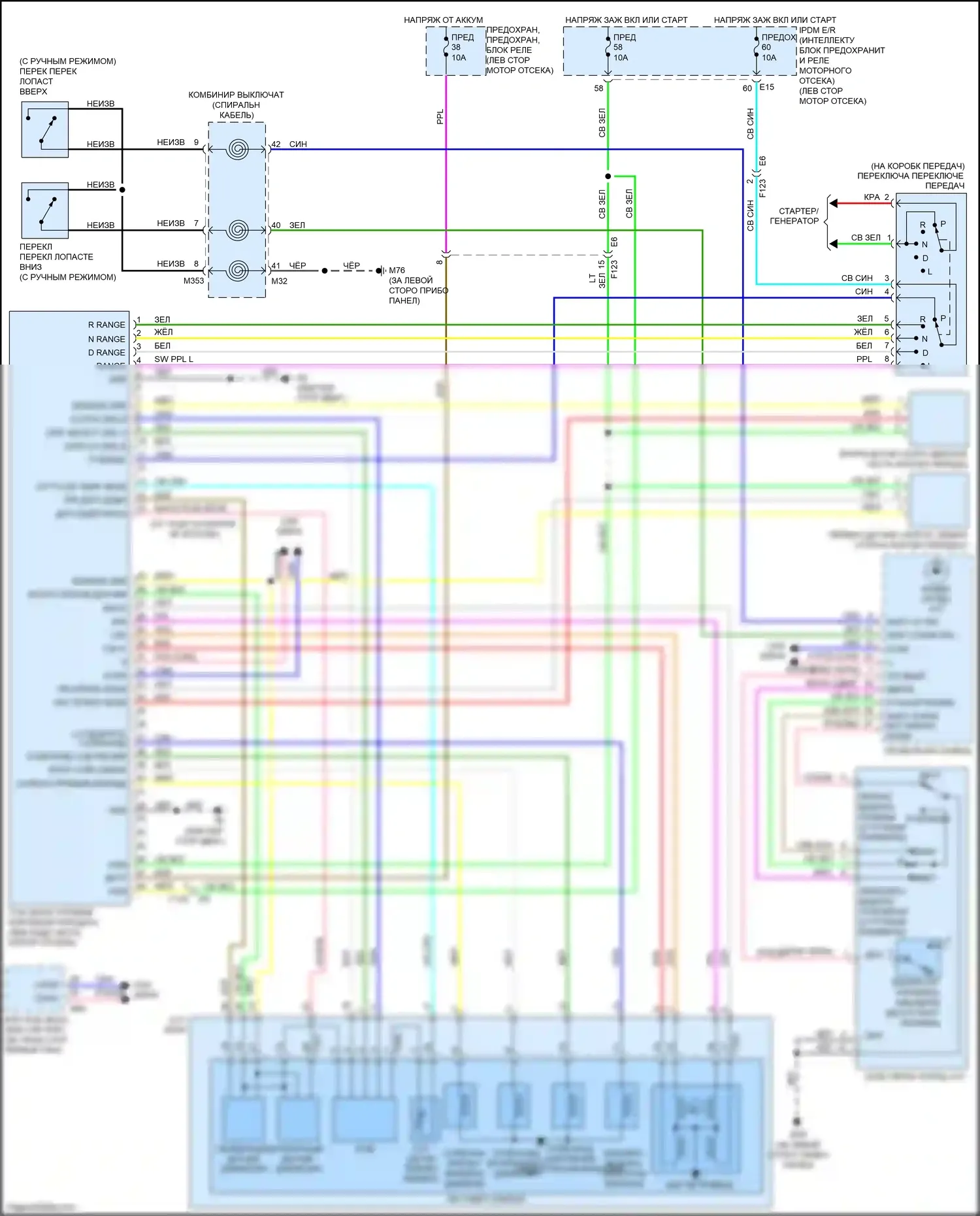 X-Trail Nissan II рестайлинг (2010-2015): Электросхема автоматической коробки передач 