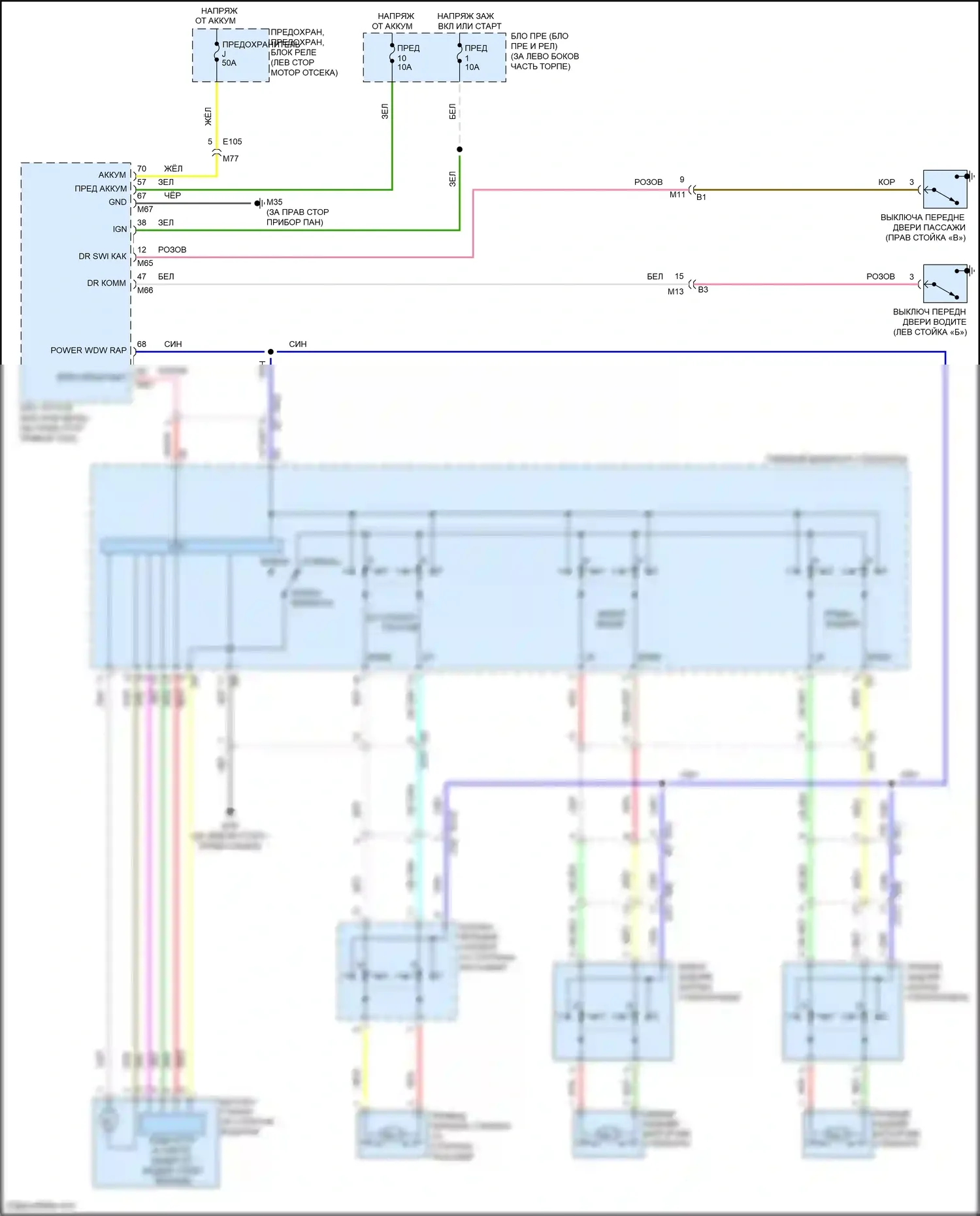 X-Trail Nissan II рестайлинг (2010-2015): Стеклоподъемники электросхема 