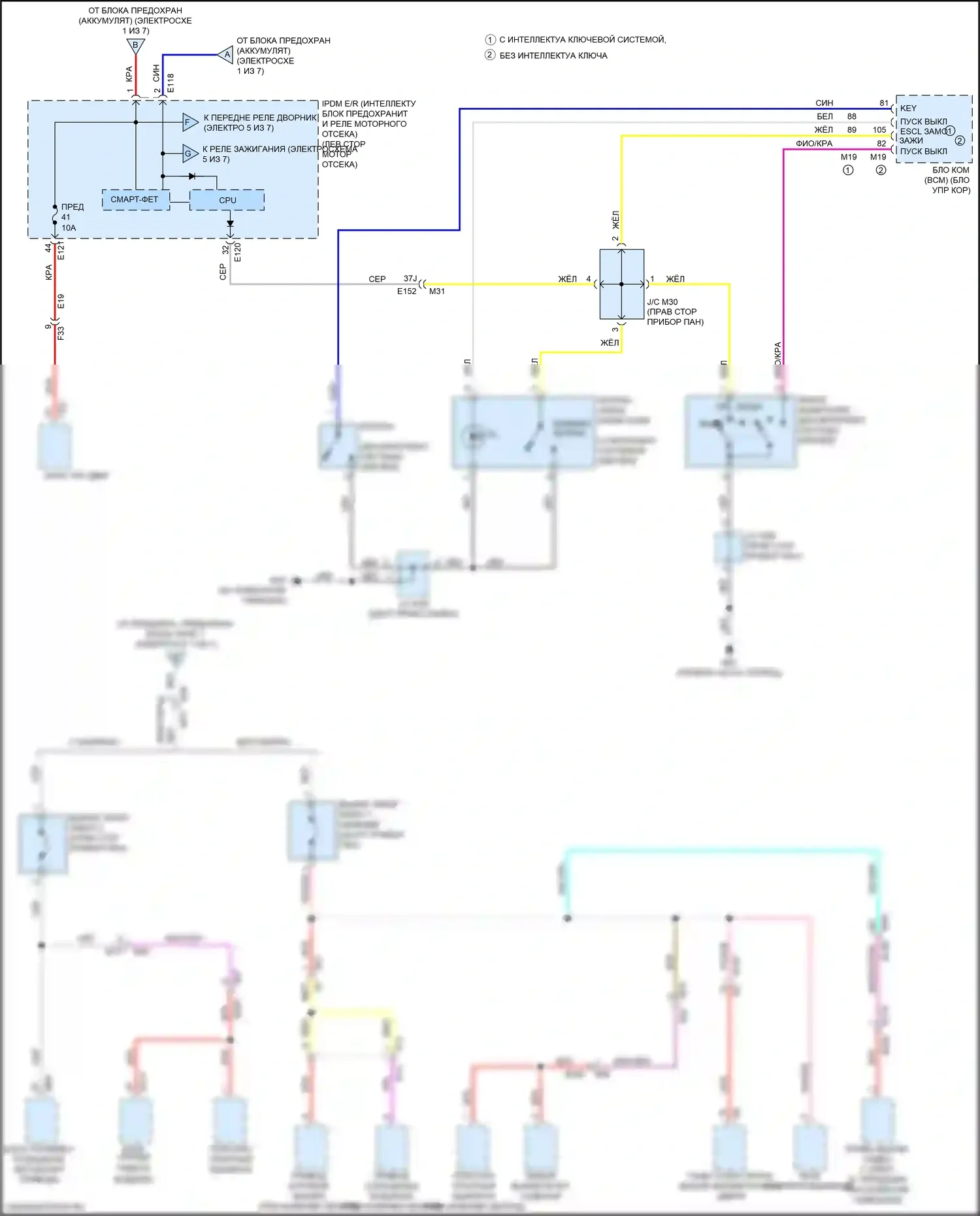 X-Trail Nissan III рестайлинг (2017-2024): Электросхема блока предохранителей реле (2 из 7) 