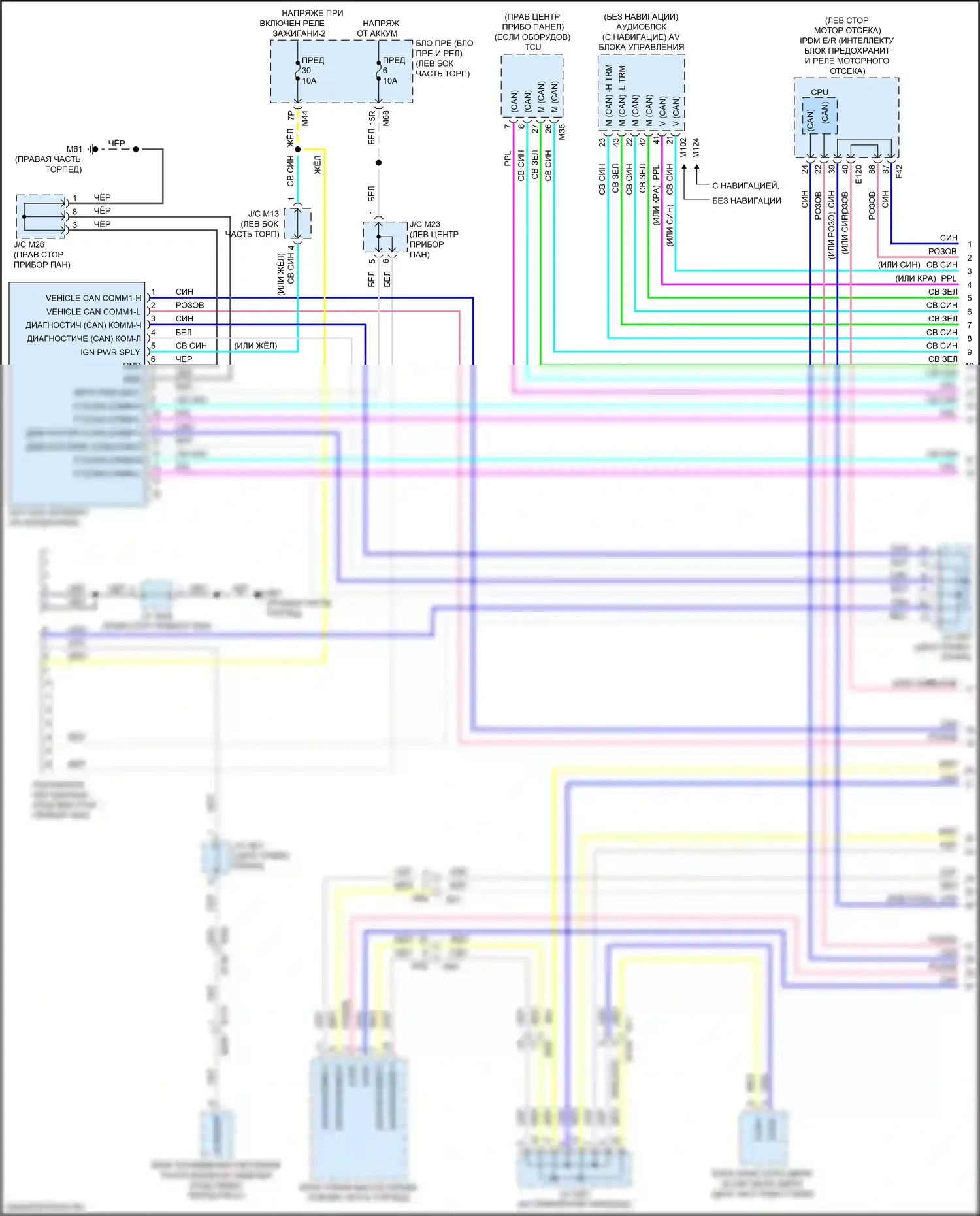 X-Trail Nissan III рестайлинг (2017-2024): Can шина электросхема, без электрических ручников (1 из 4) 
