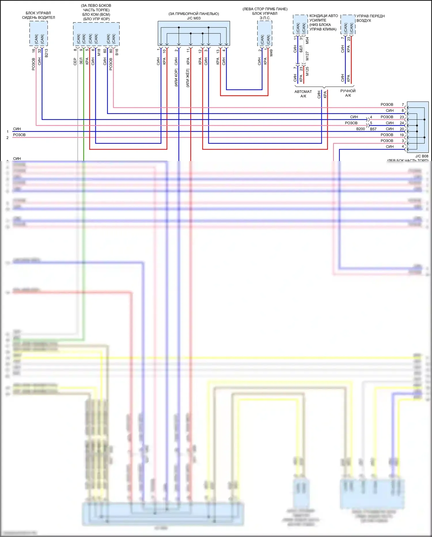 X-Trail Nissan III рестайлинг (2017-2024): Can шина электросхема с электрическим ручником (3 из 4) 