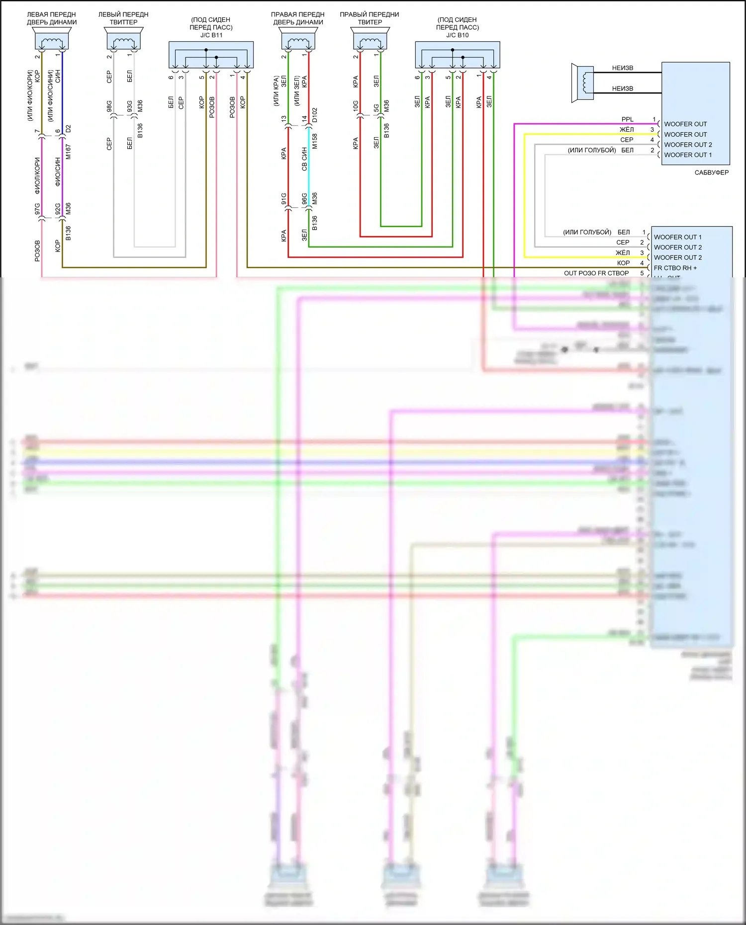 X-Trail Nissan III рестайлинг (2017-2024): Электросхема магнитолы, с bose (3 из 3) 