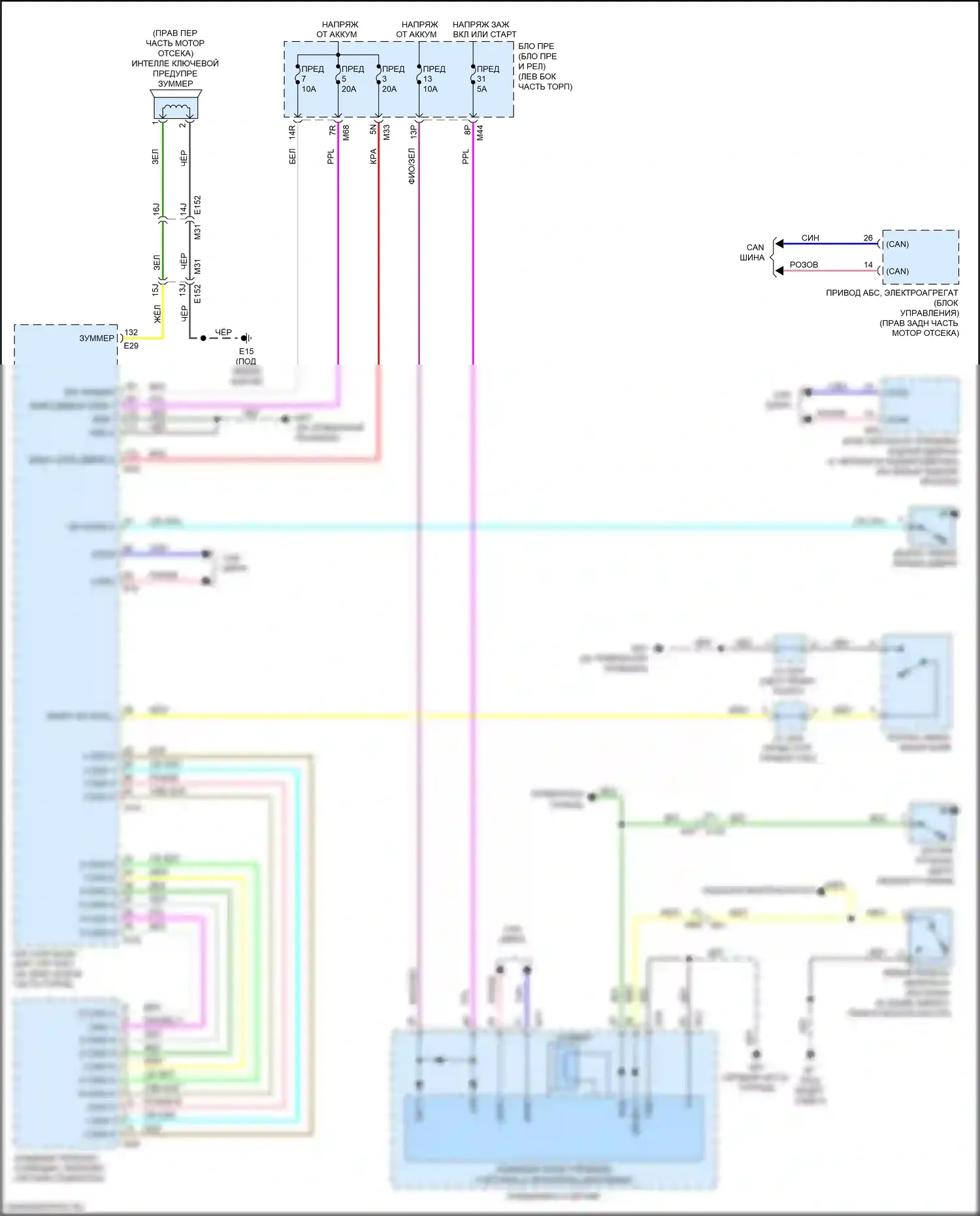 X-Trail Nissan III рестайлинг (2017-2024): Электросхема, с интеллектуальным ключом 