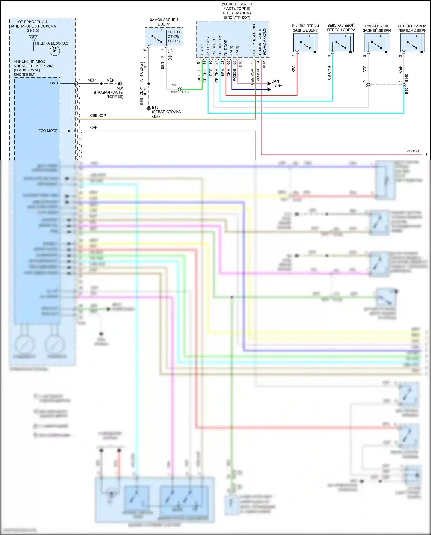 X-Trail Nissan III рестайлинг (2017-2024): Электросхема приборной панели (1 из 3) 
