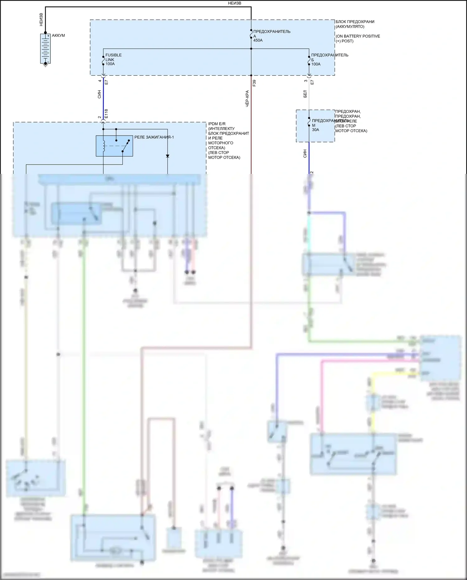 X-Trail Nissan III рестайлинг (2017-2024): Электросхема стартера, без интеллектуального ключа 