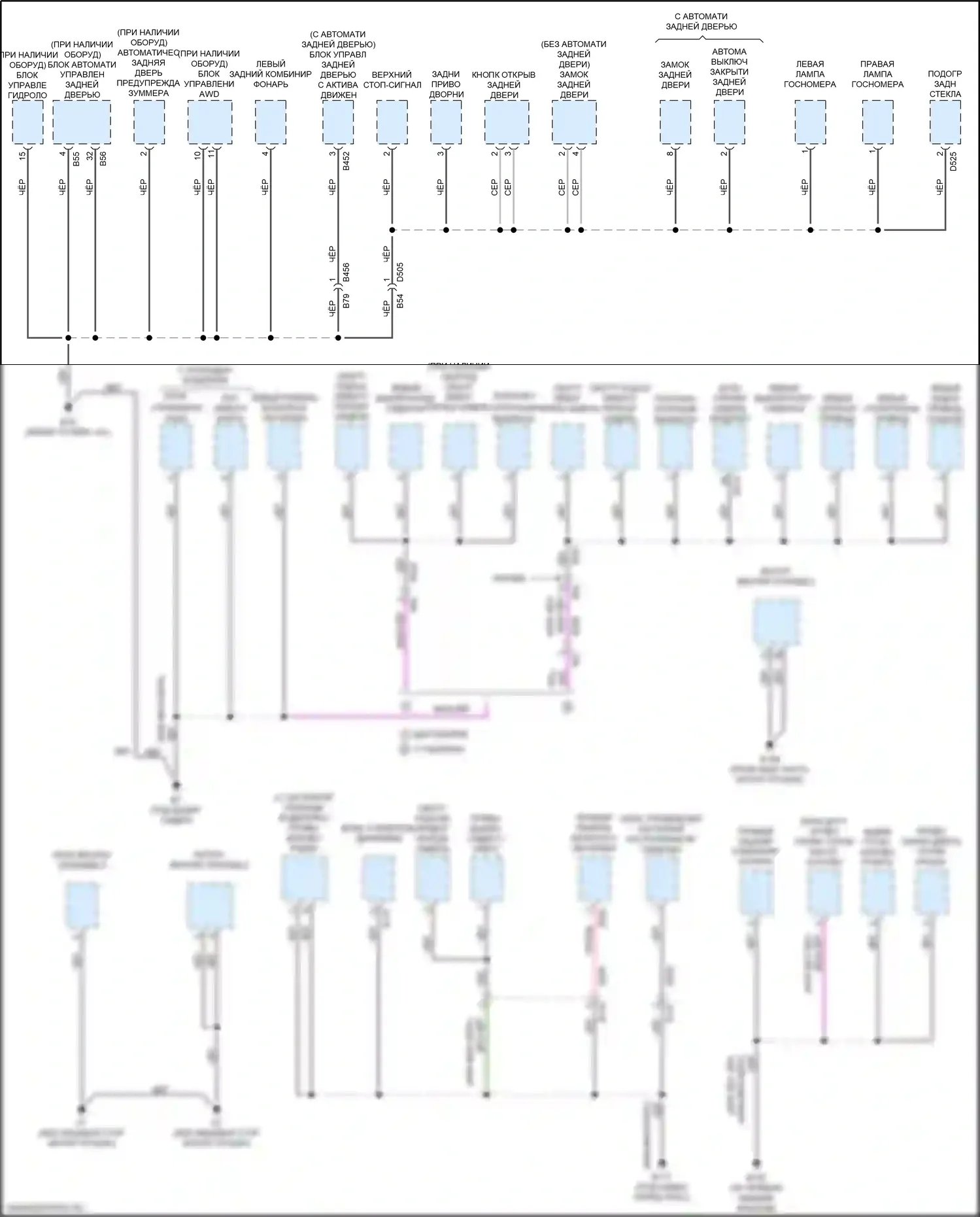 X-Trail Nissan III рестайлинг (2017-2024): Электросхема точек подключения масс (1 из 4) 