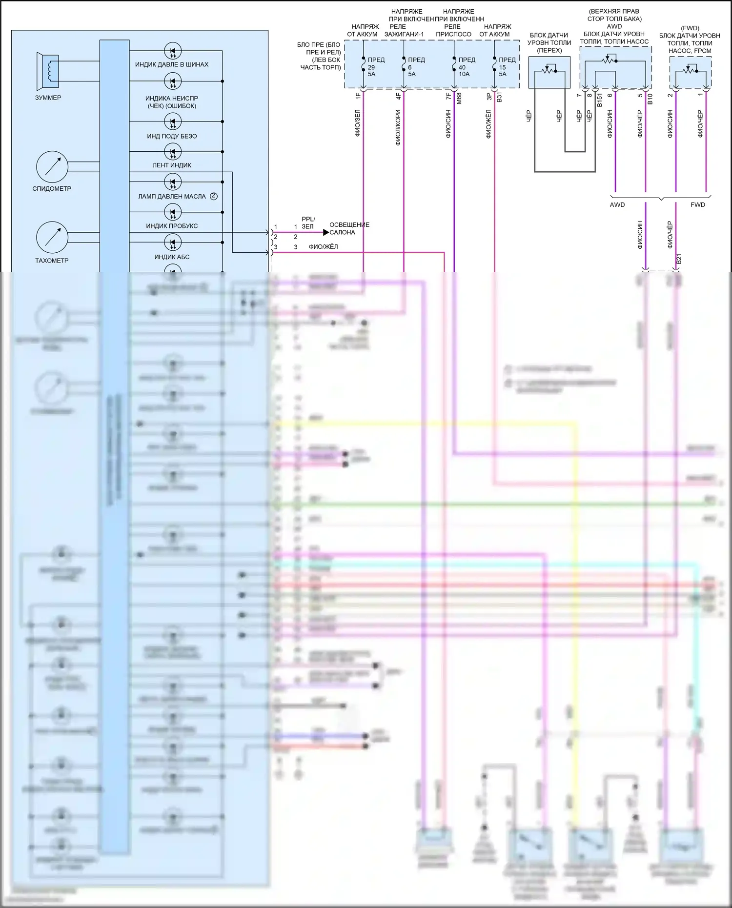X-Trail Nissan IV (2021-2024): Электросхема приборной панели (1 из 3) 