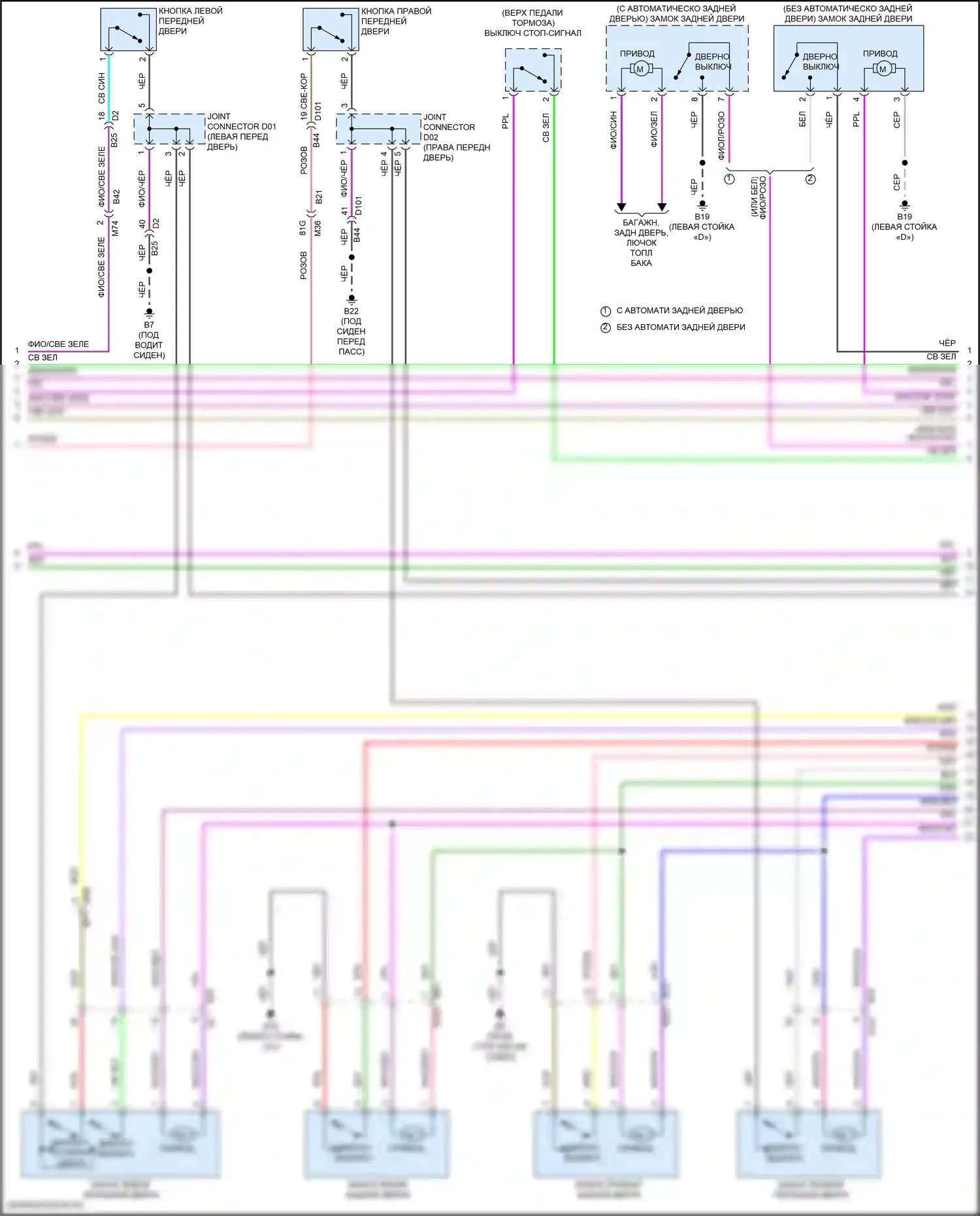 X-Trail Nissan IV (2021-2024): Электросхема центрального замка (2 из 3) 