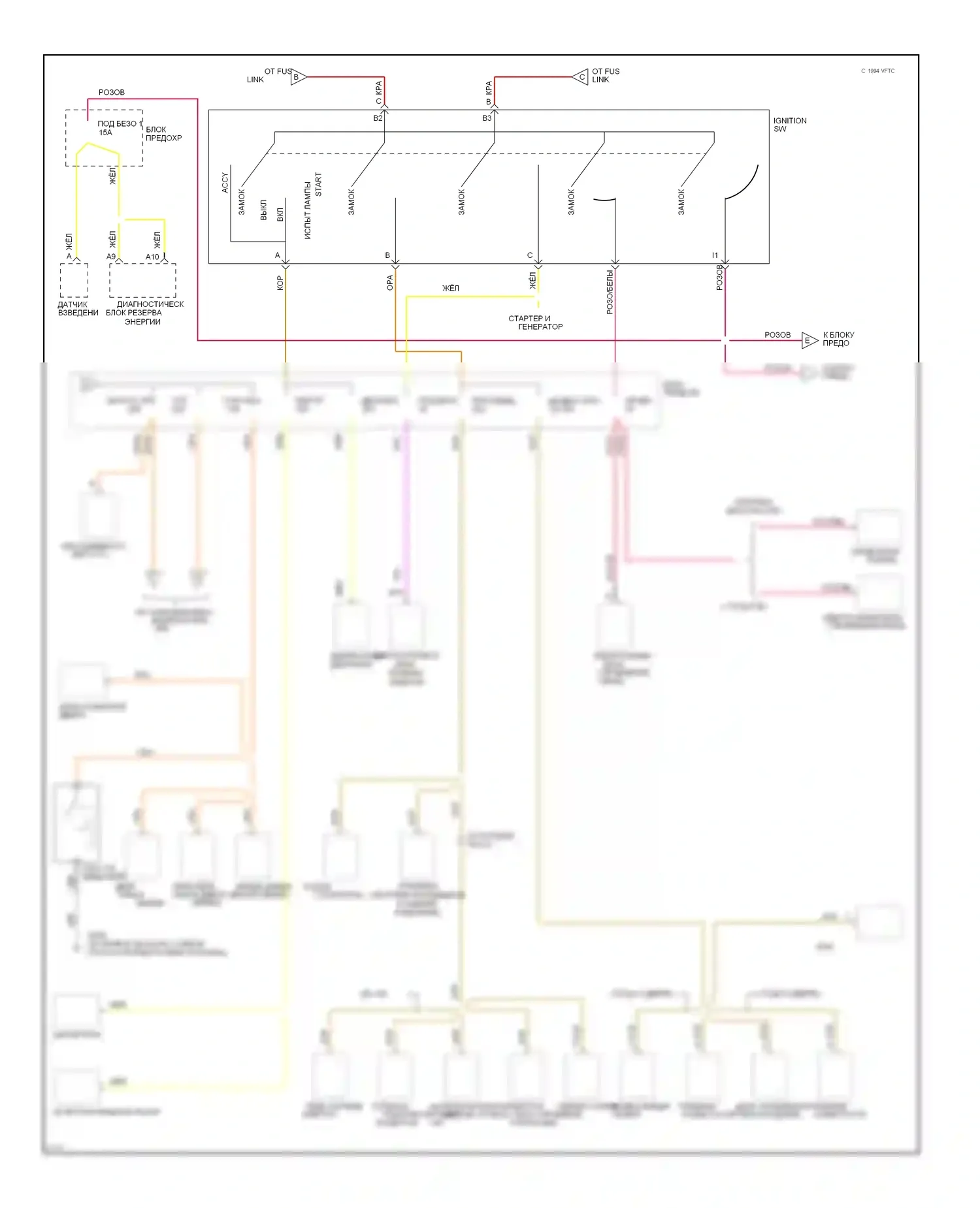 Achieva Oldsmobile I (1991-1997): Электросхема блока предохранителей реле (2 из 3) 