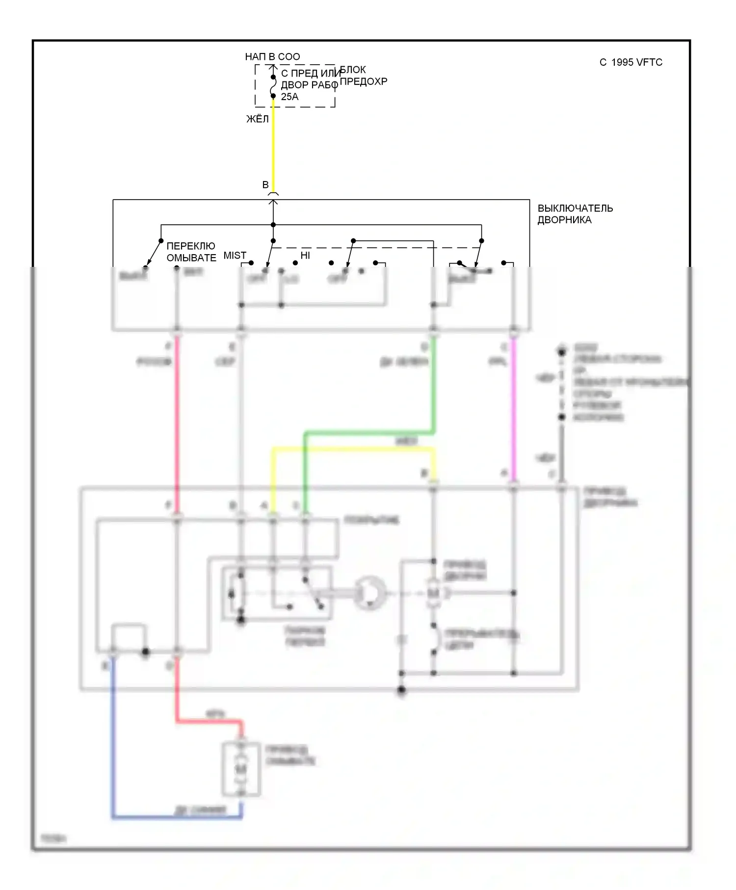Achieva Oldsmobile I (1991-1997): 2-ступенчатая электросхема дворников и омывателей 