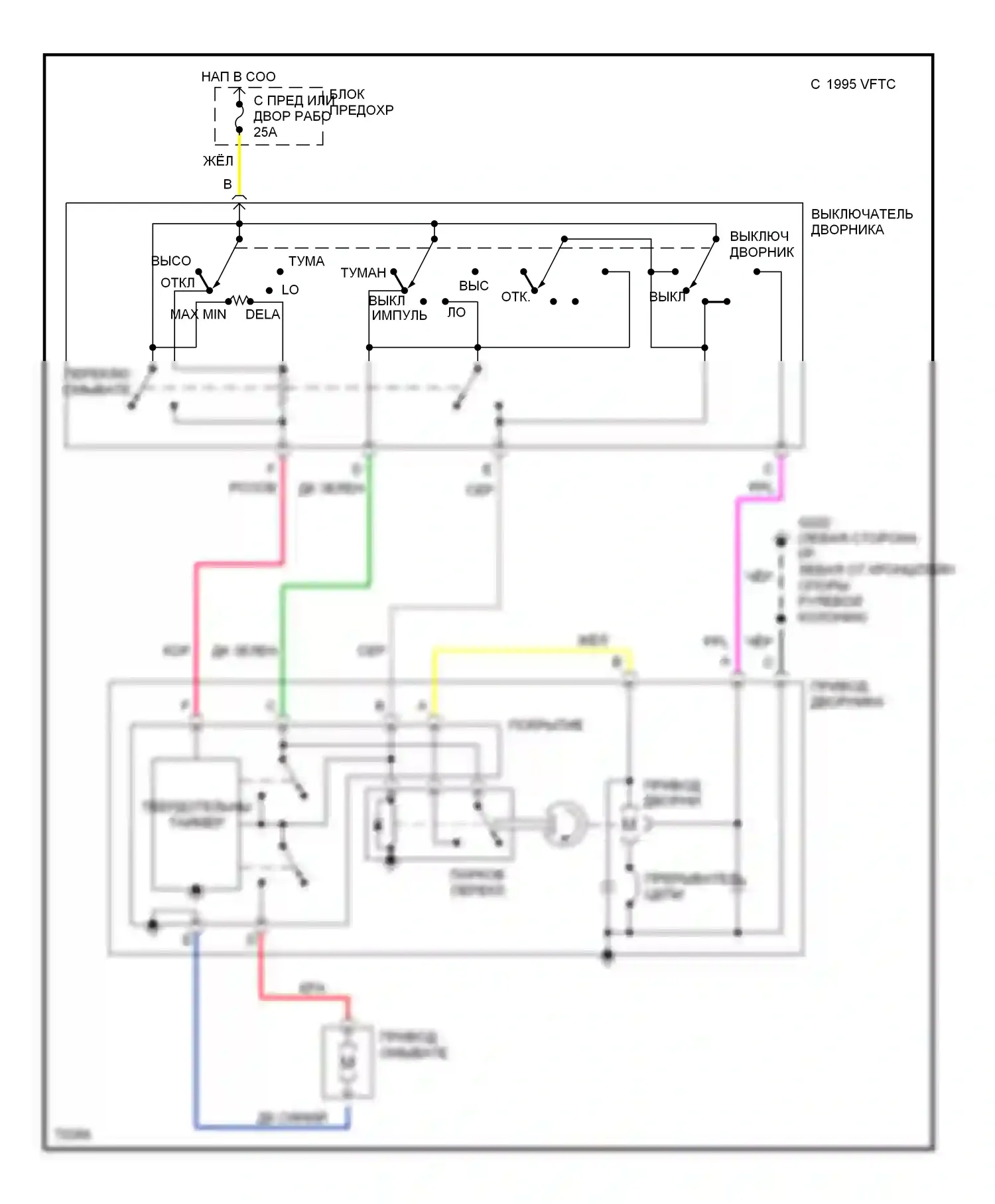 Achieva Oldsmobile I (1991-1997): Интервал дворников и омывателей монтажной электросхемой 