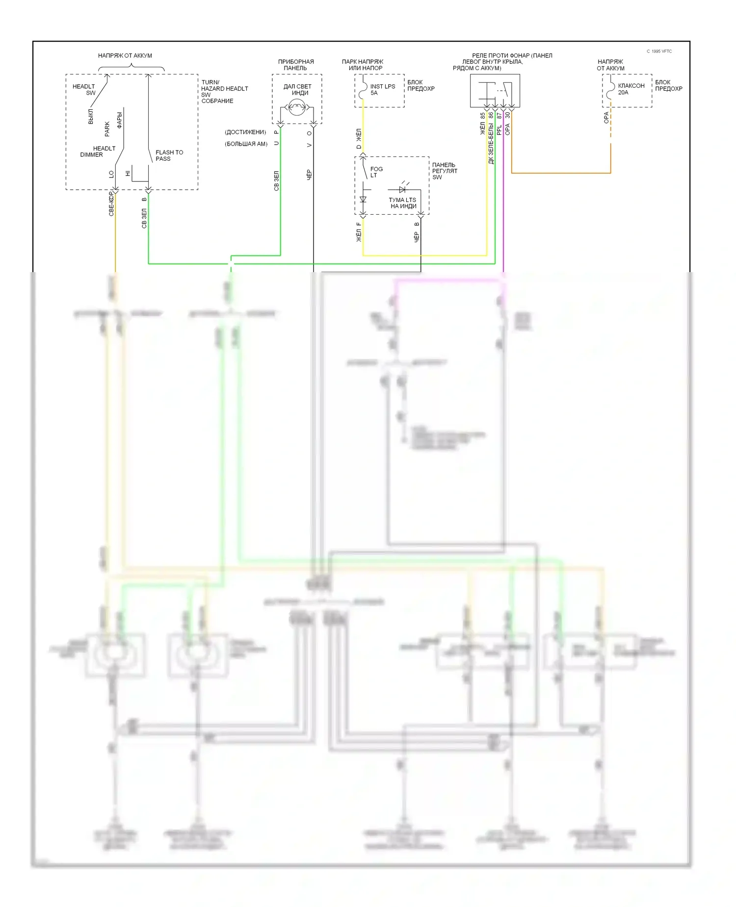 Achieva Oldsmobile I (1991-1997): Электросхема фар, без дрели 