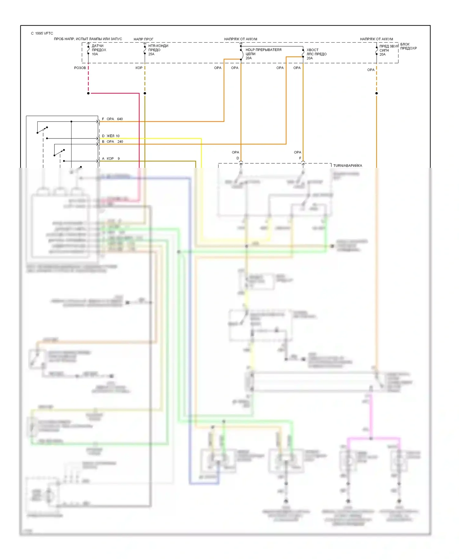 Achieva Oldsmobile I (1991-1997): Электросхема фар, с черт. 