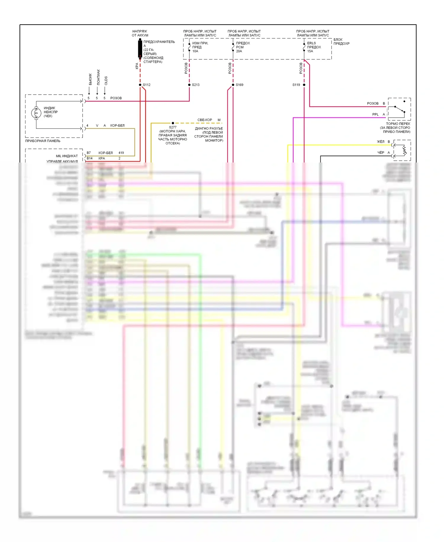 Achieva Oldsmobile I (1991-1997): 3.1l (vin m), электросхема коробки передач 