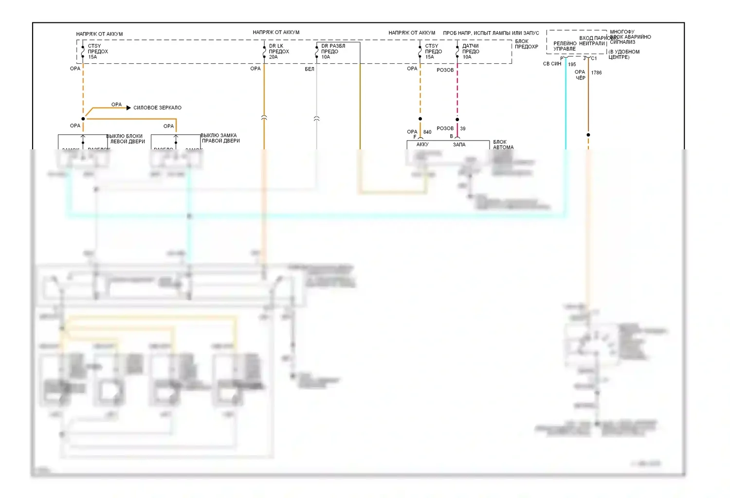 Achieva Oldsmobile I (1991-1997): Электросхема замка двери 