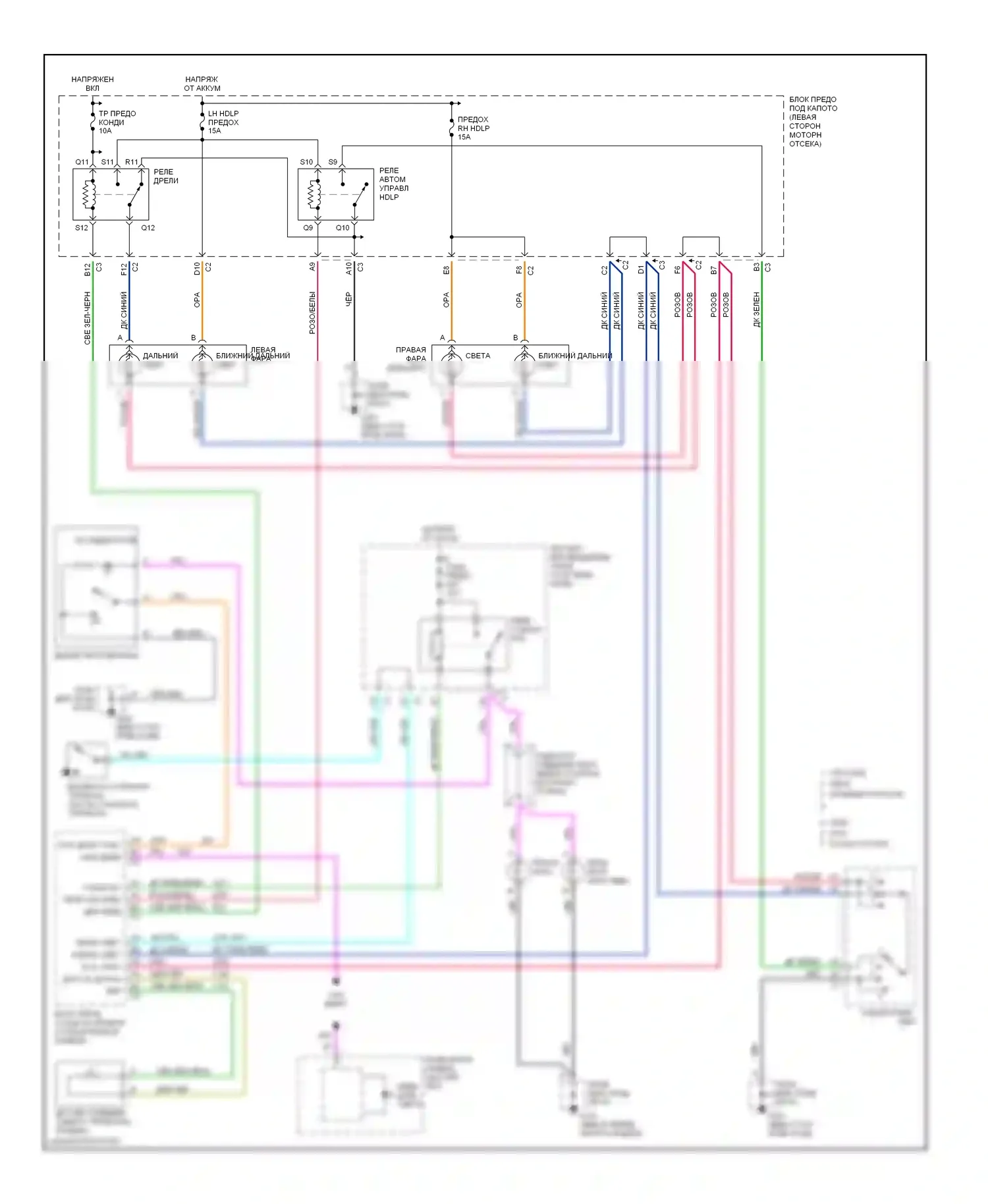 Alero Oldsmobile I (1999-2004): Электросхема фар 
