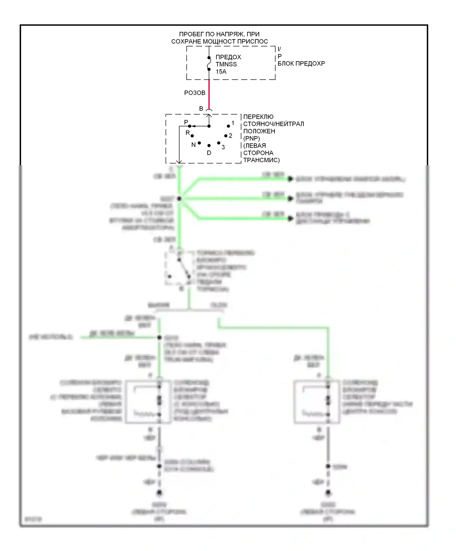Aurora Oldsmobile I (1994-1999): Электросхема блокировки селектора 